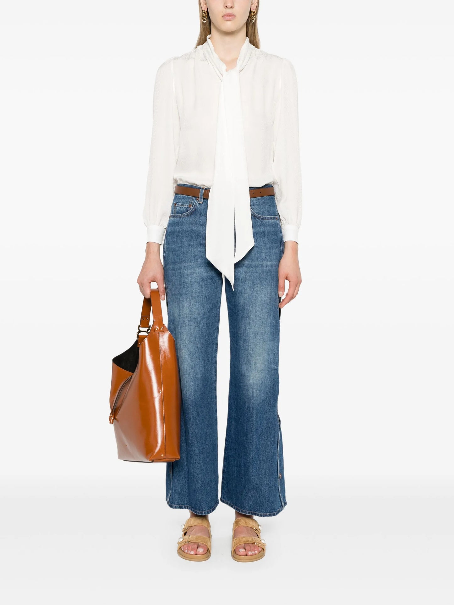 cut-out cropped jeans