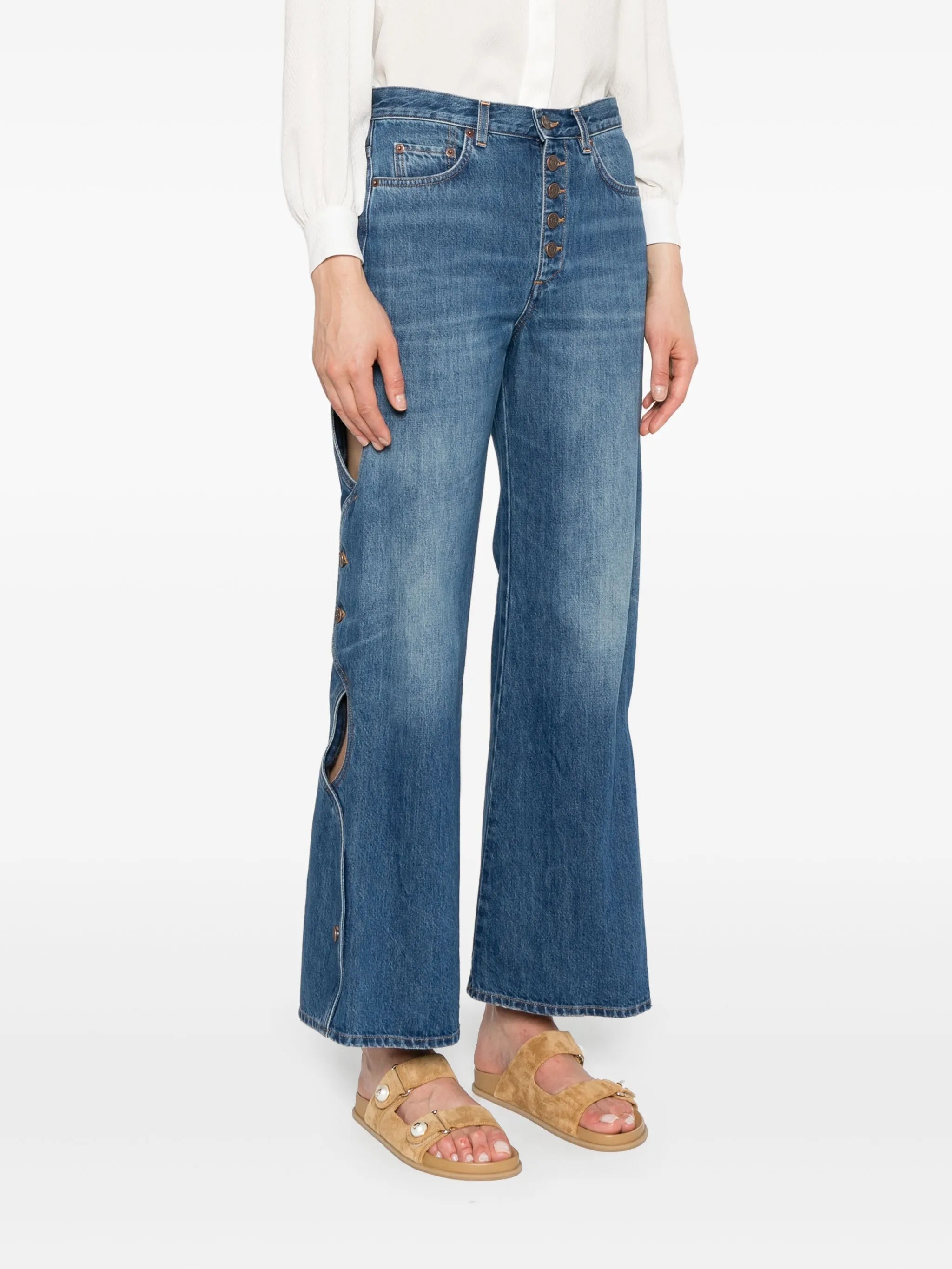 cut-out cropped jeans