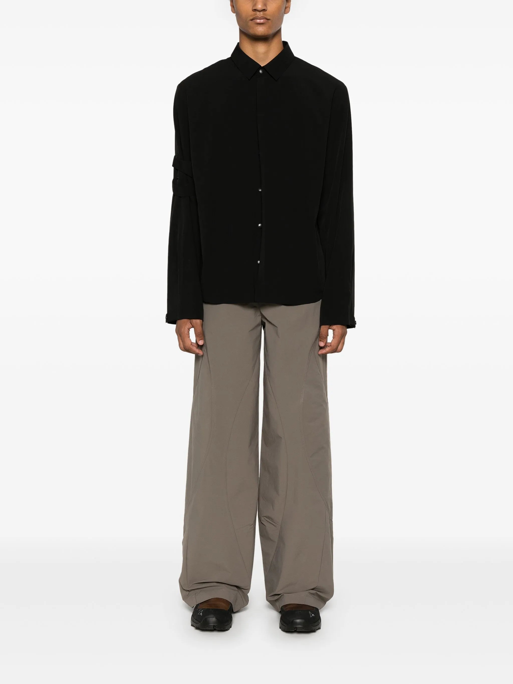 press-stud crepe shirt