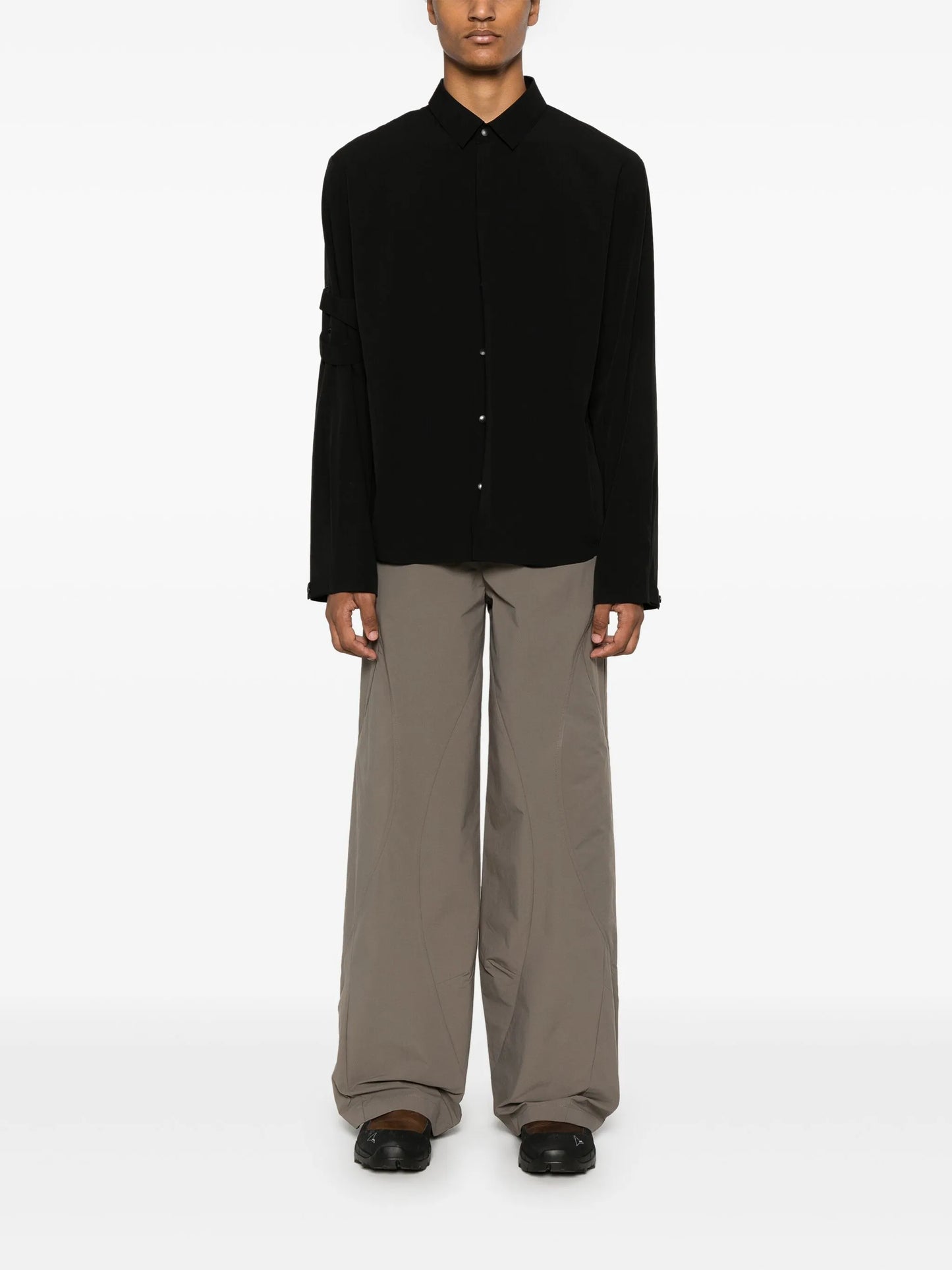 press-stud crepe shirt