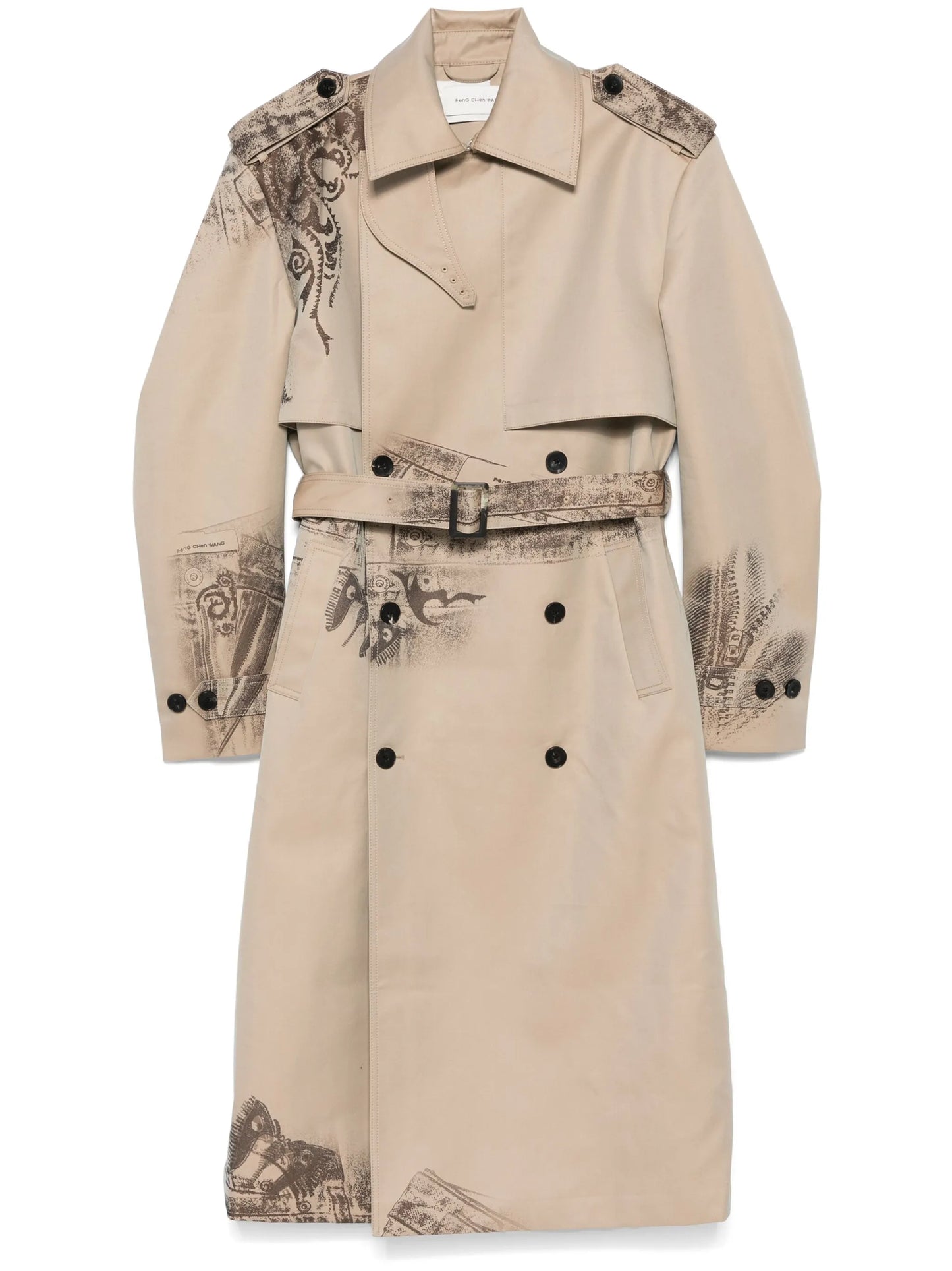 trompe l'oeil-print trench coat
