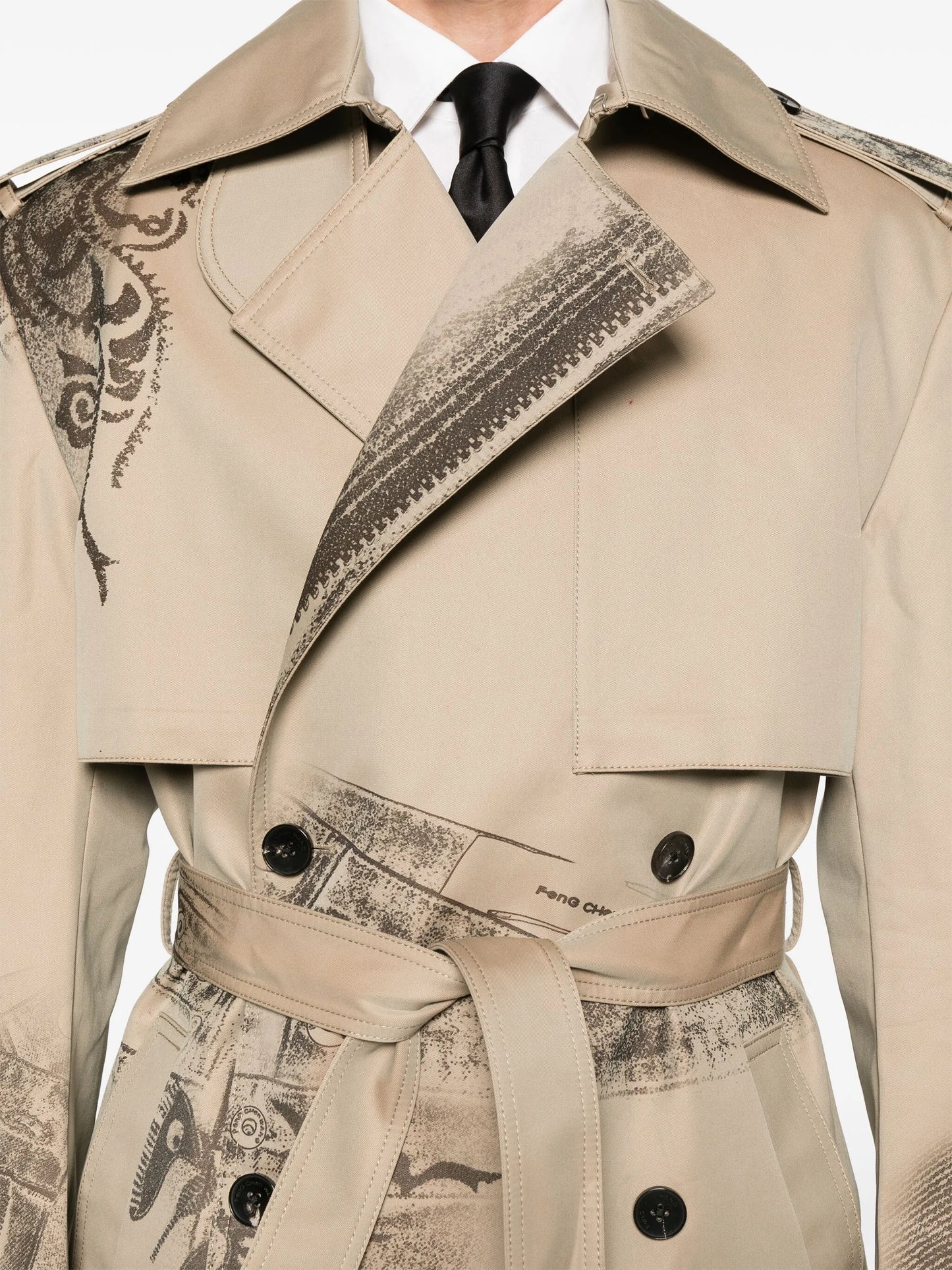 trompe l'oeil-print trench coat