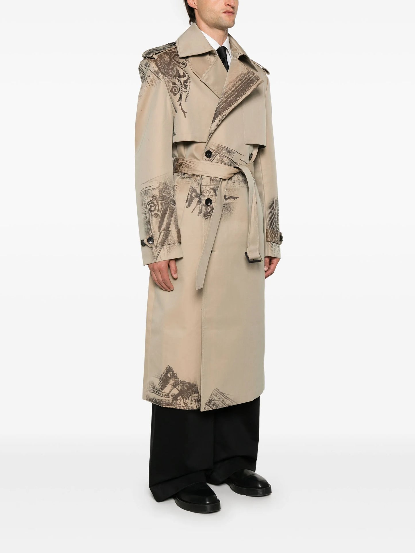 trompe l'oeil-print trench coat