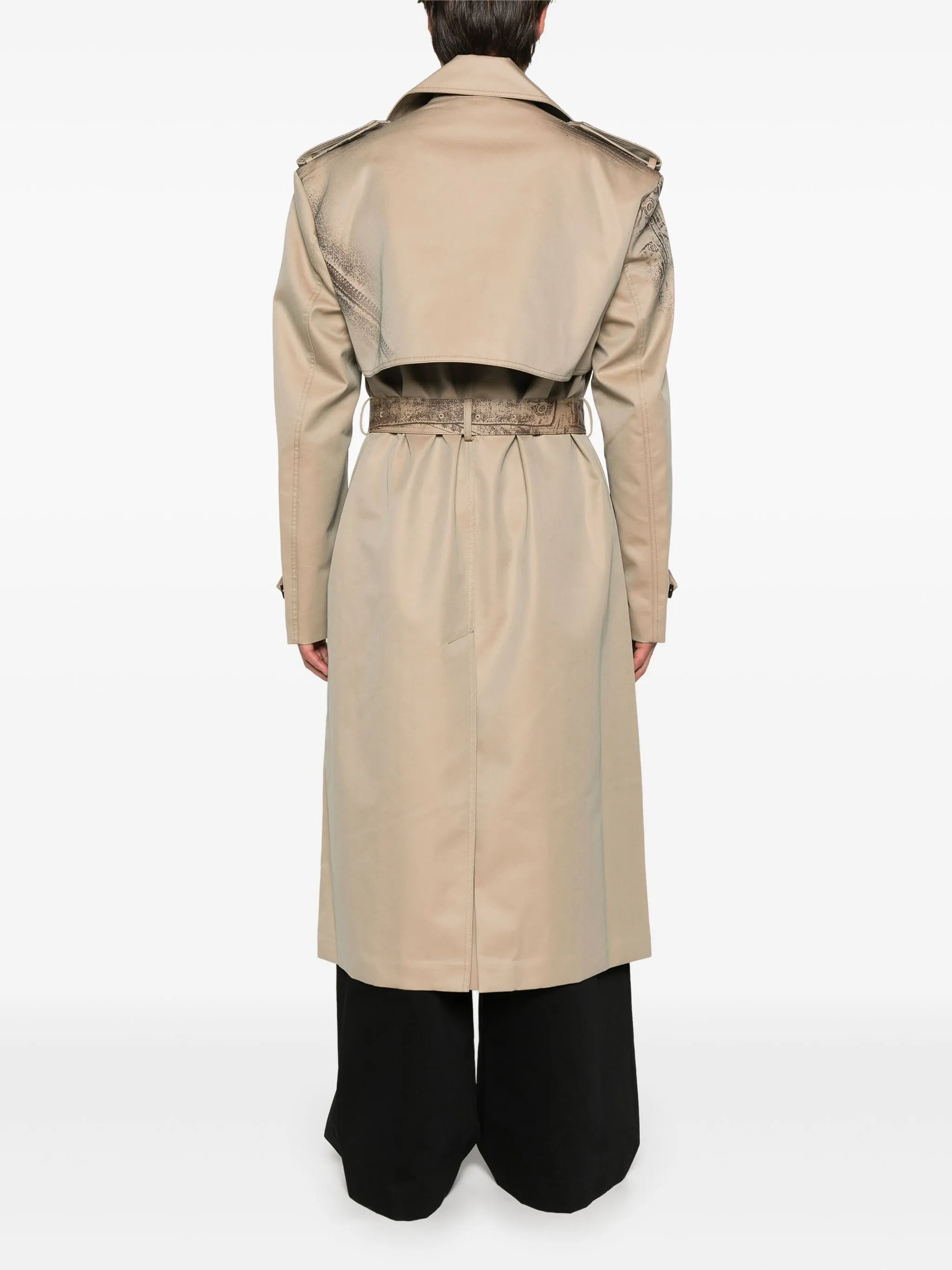 trompe l'oeil-print trench coat