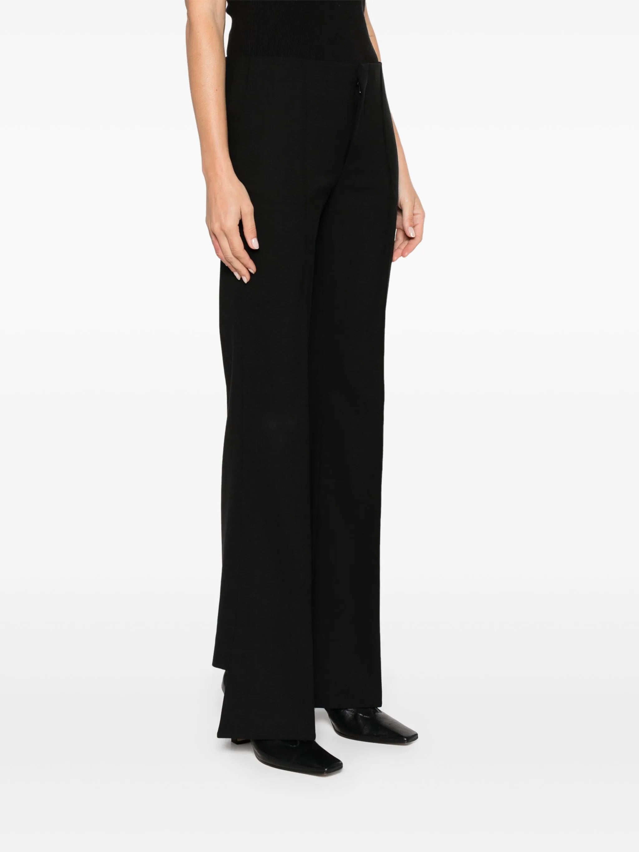 wool flared trousers