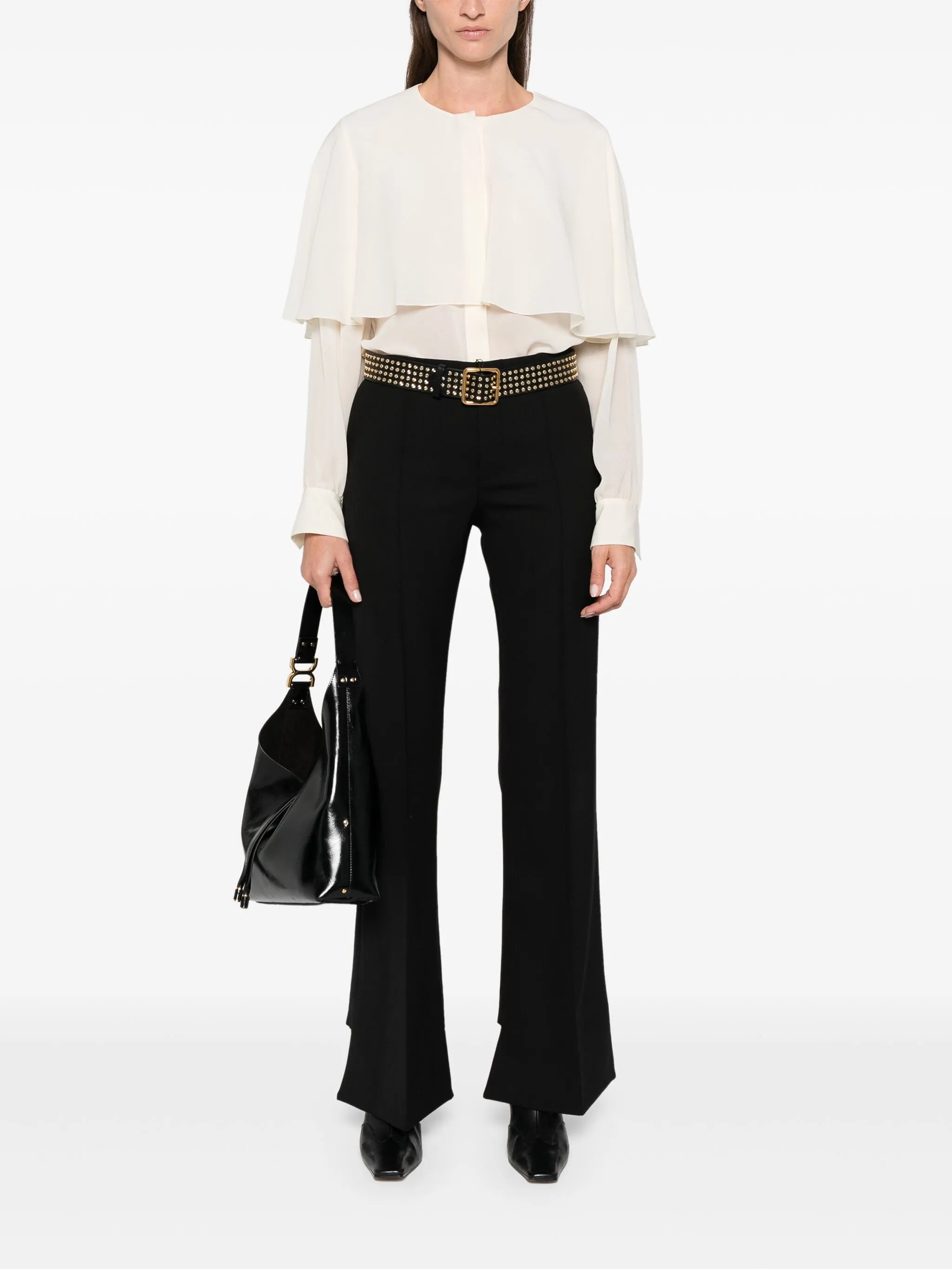 wool flared trousers