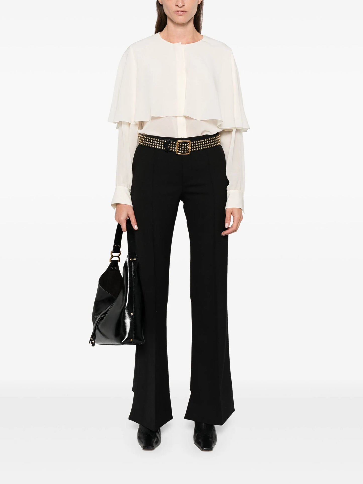 wool flared trousers