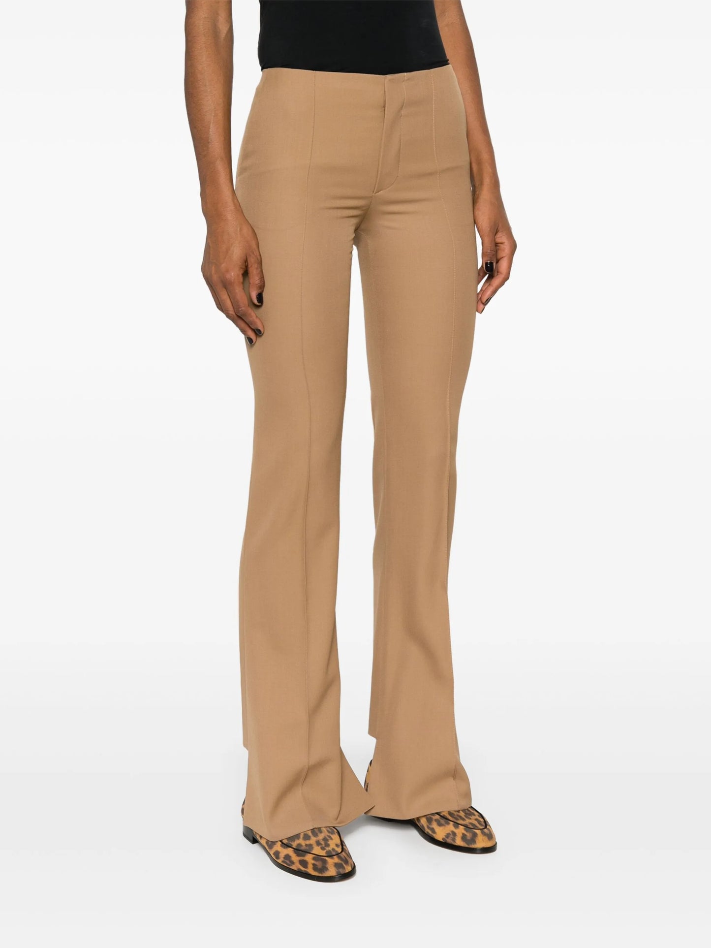 pintuck bootcut trousers