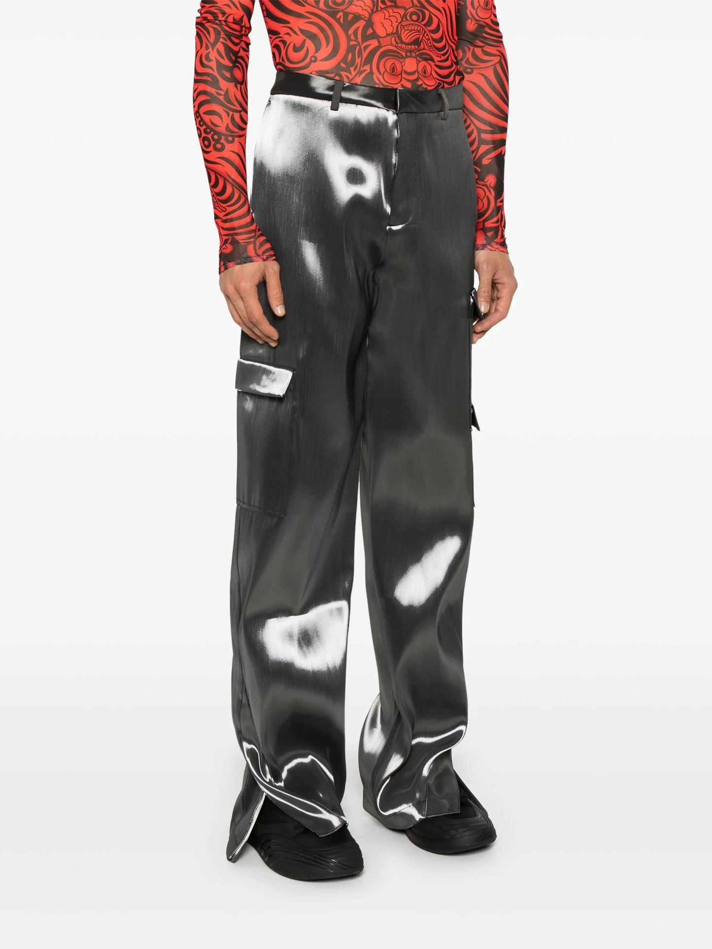 Liquid Metal straight-leg cargo trousers