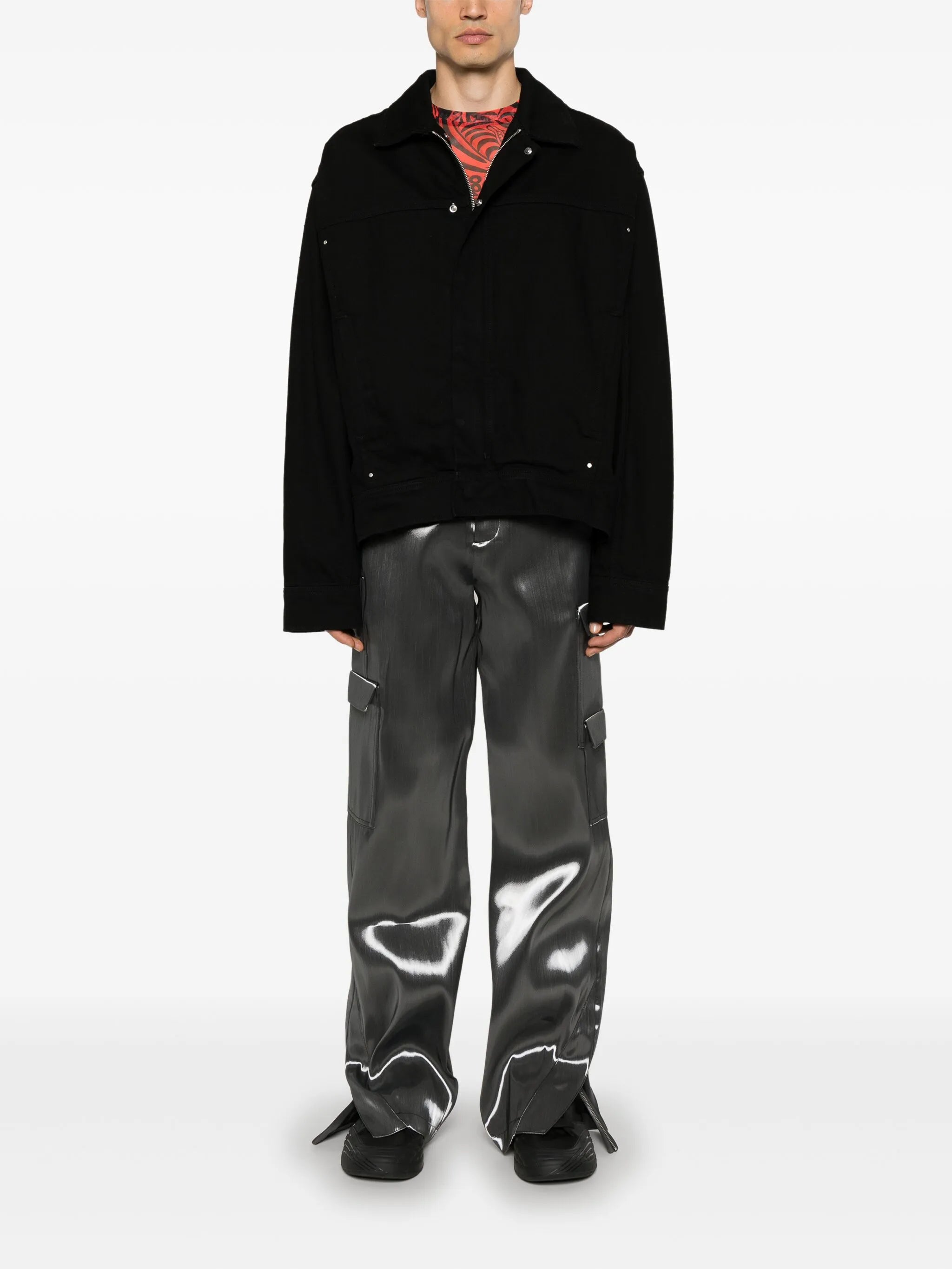 Liquid Metal straight-leg cargo trousers