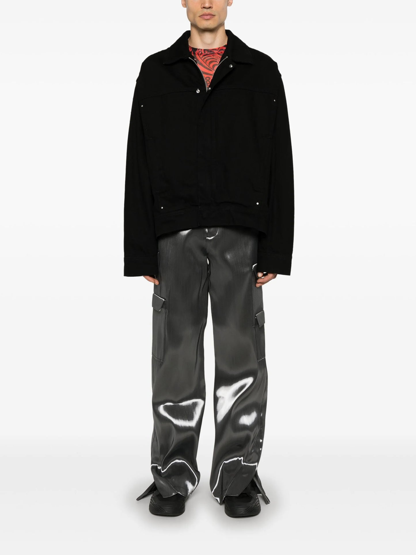 Liquid Metal straight-leg cargo trousers