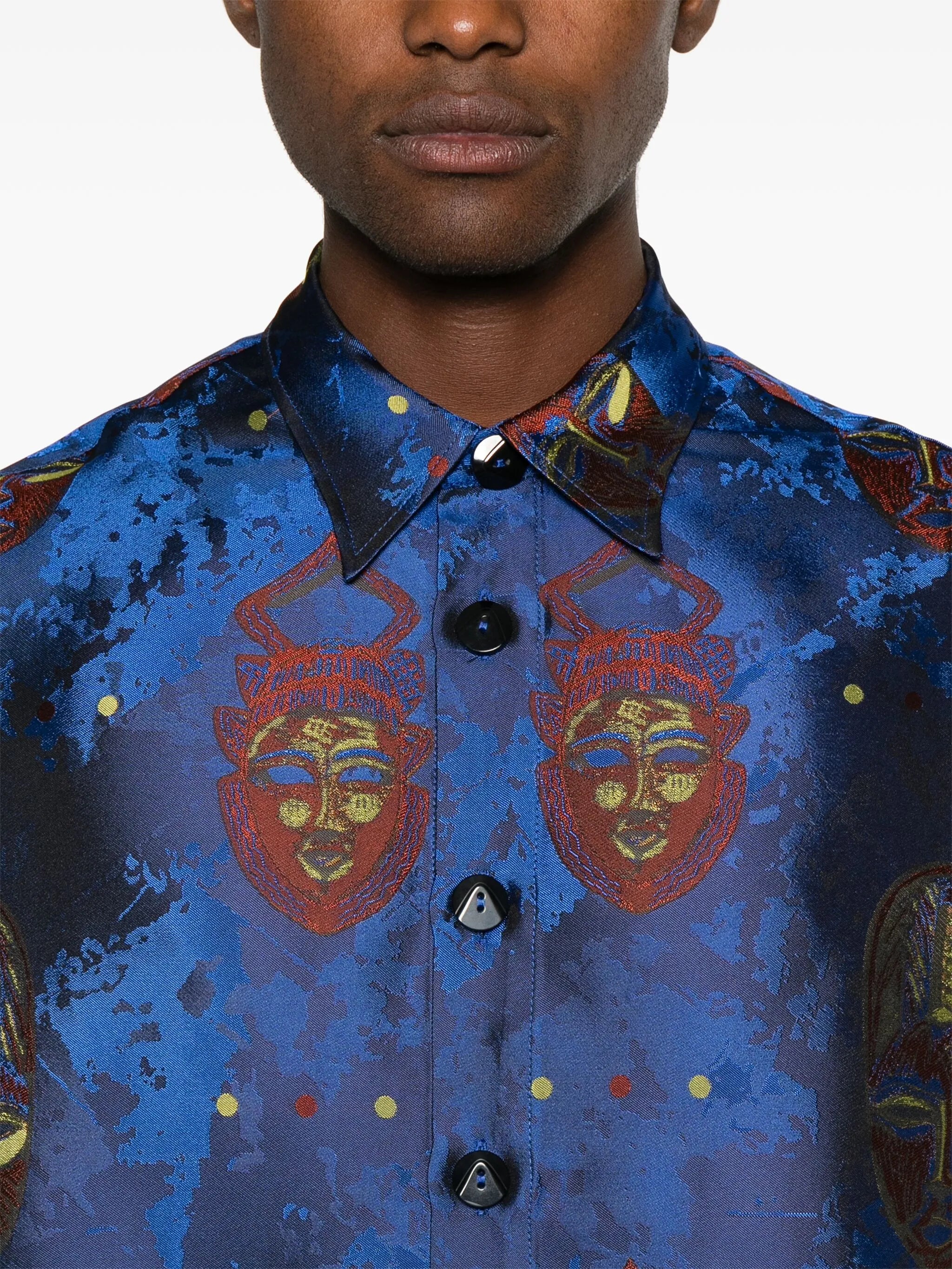 patterned-jacquard shirt