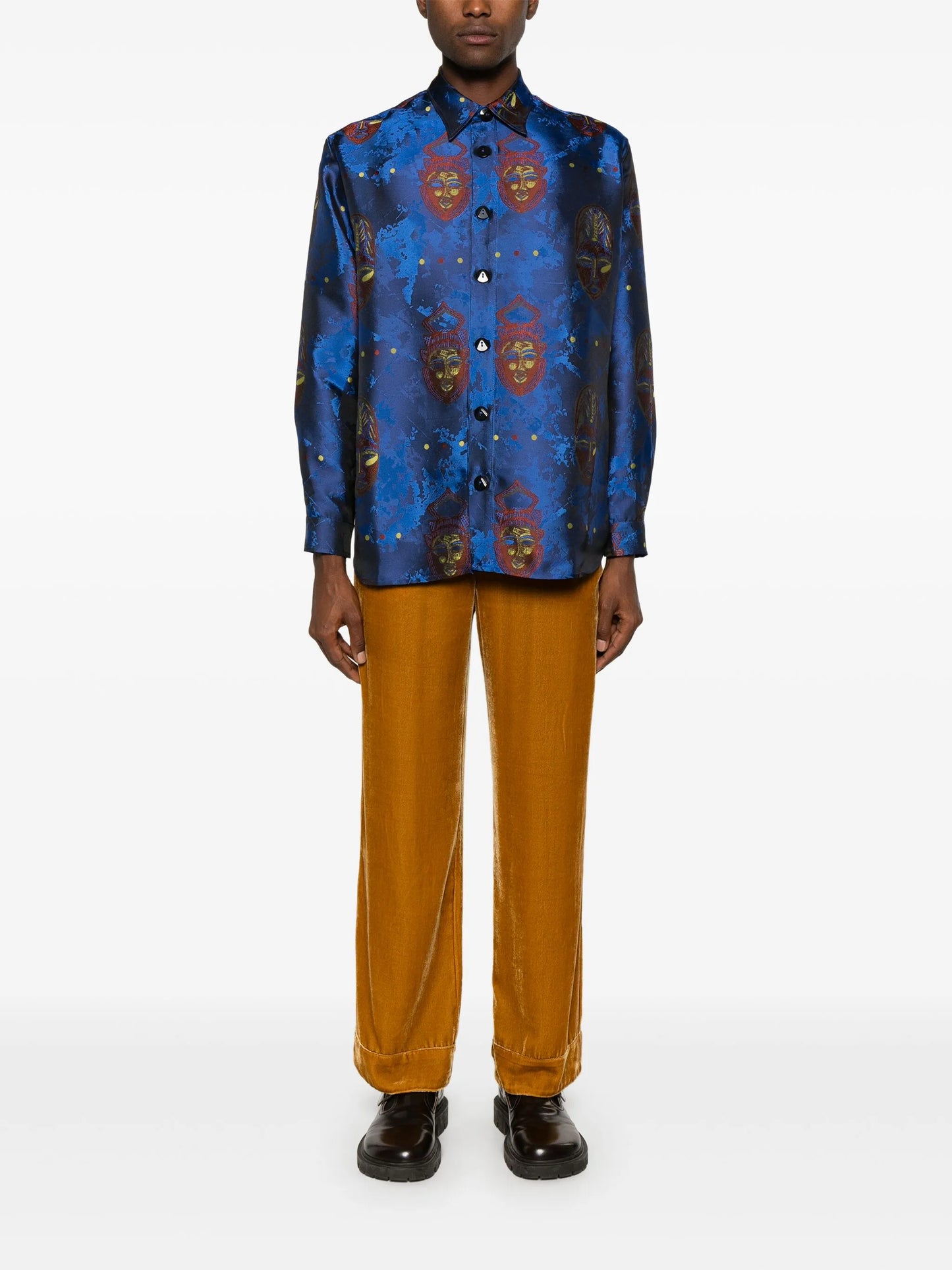 patterned-jacquard shirt