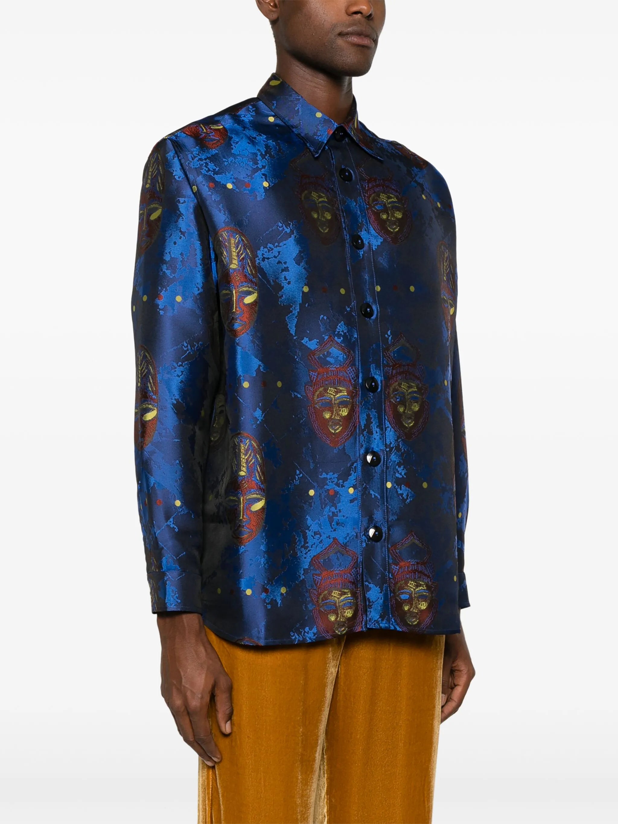 patterned-jacquard shirt