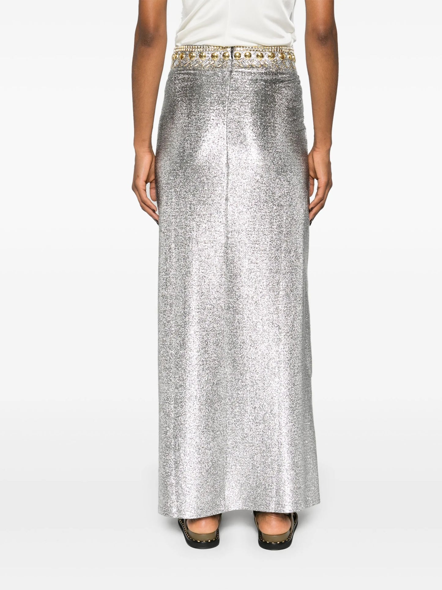stud-embellished maxi skirt