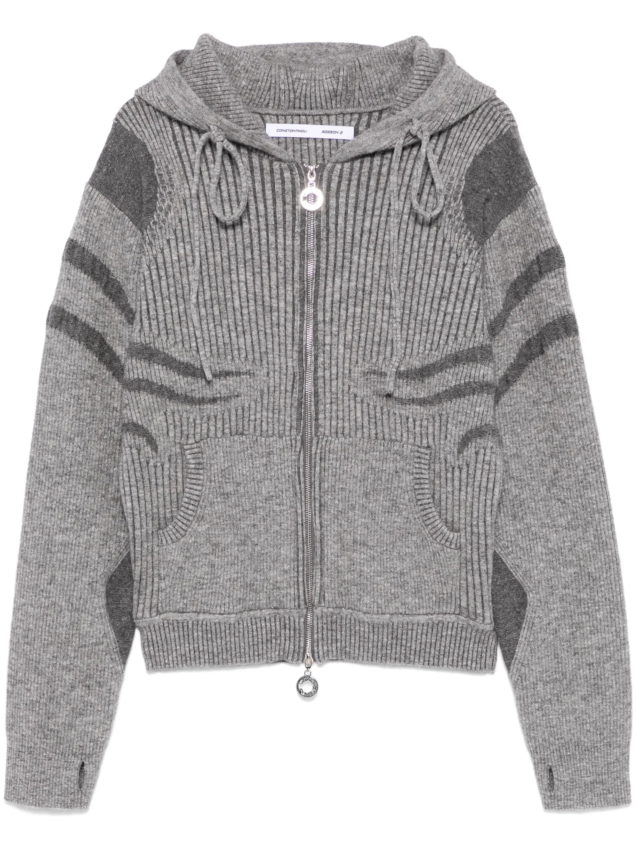 ribbed-knit hoodie