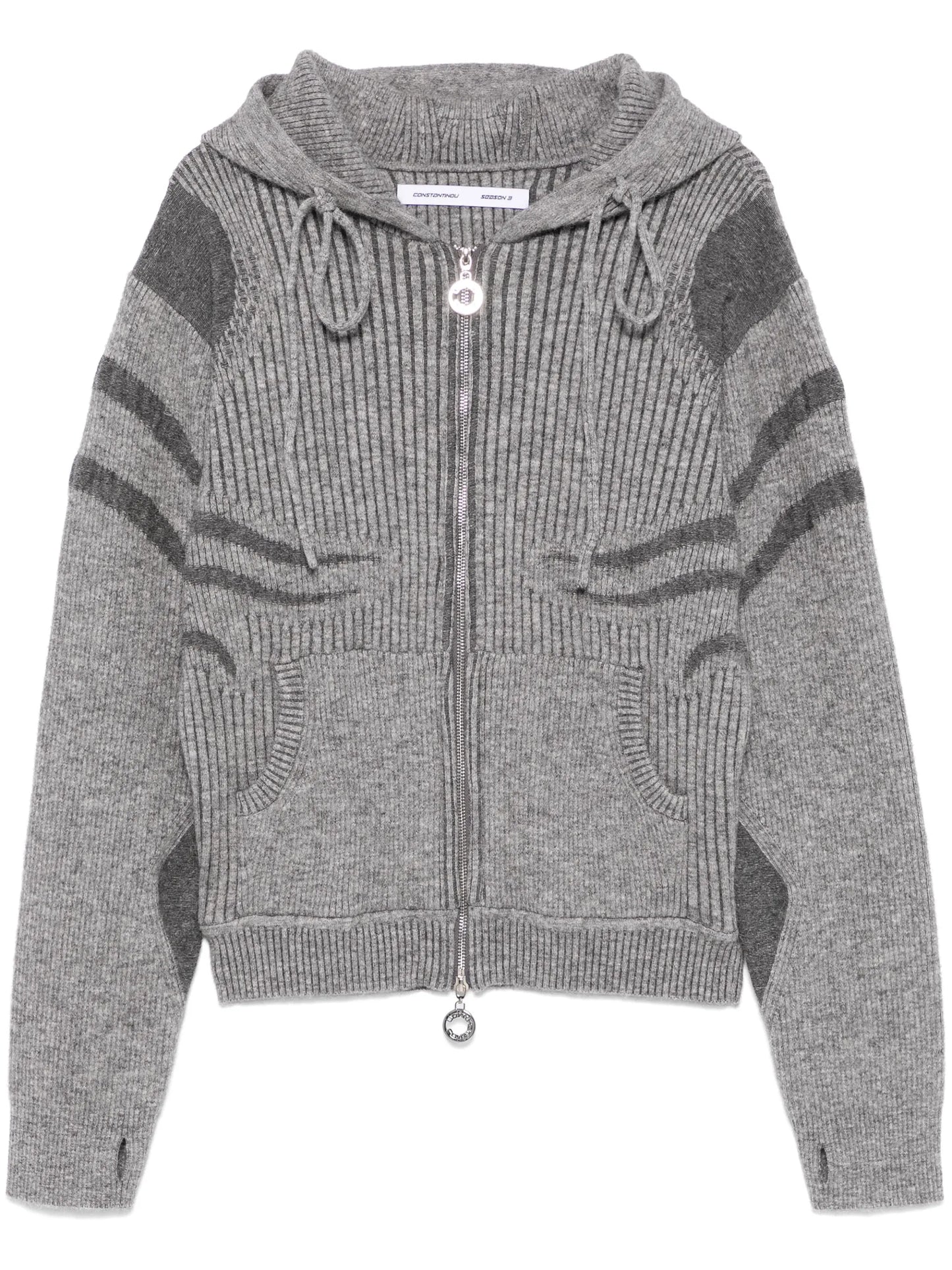 ribbed-knit hoodie