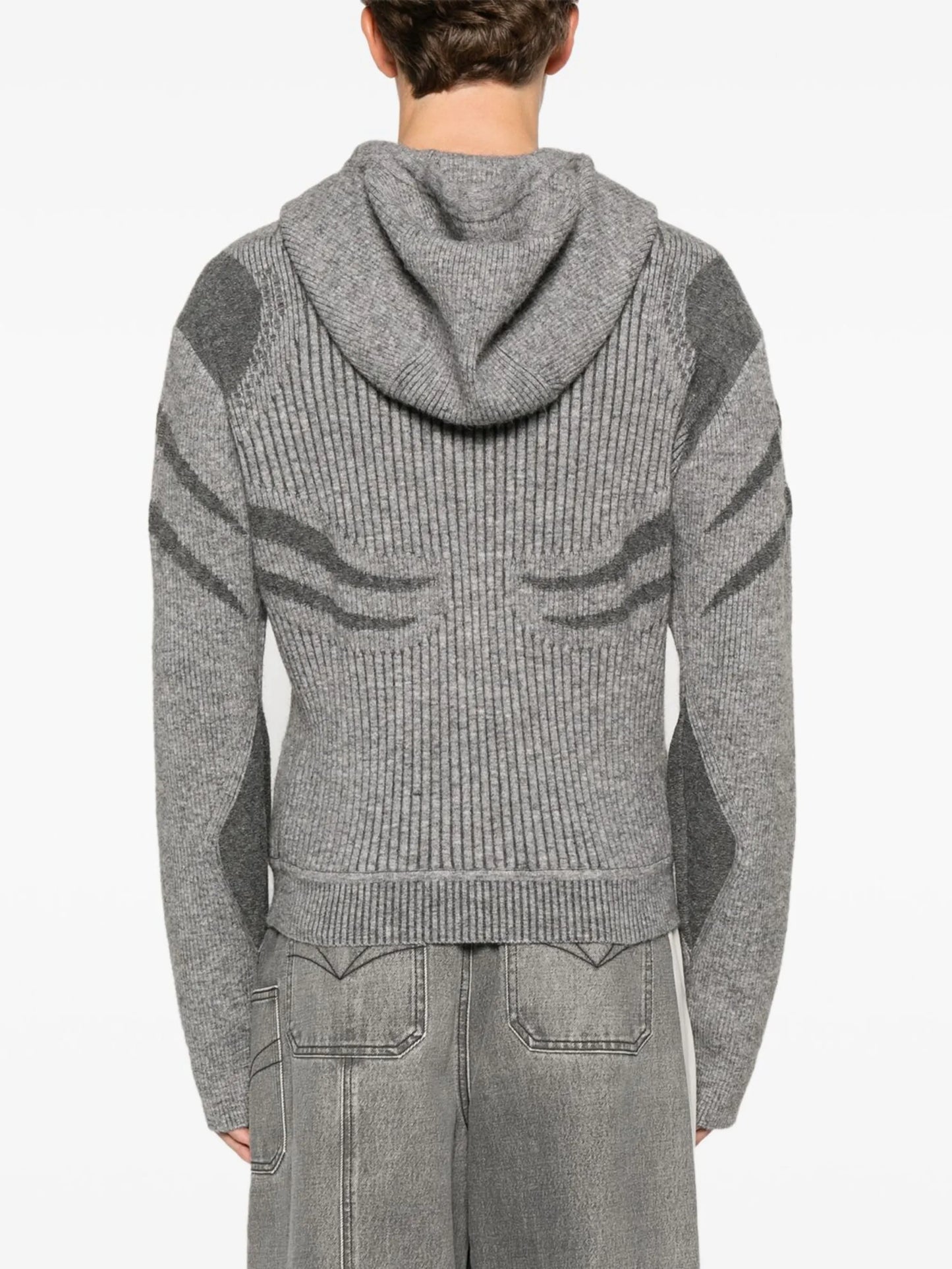 ribbed-knit hoodie