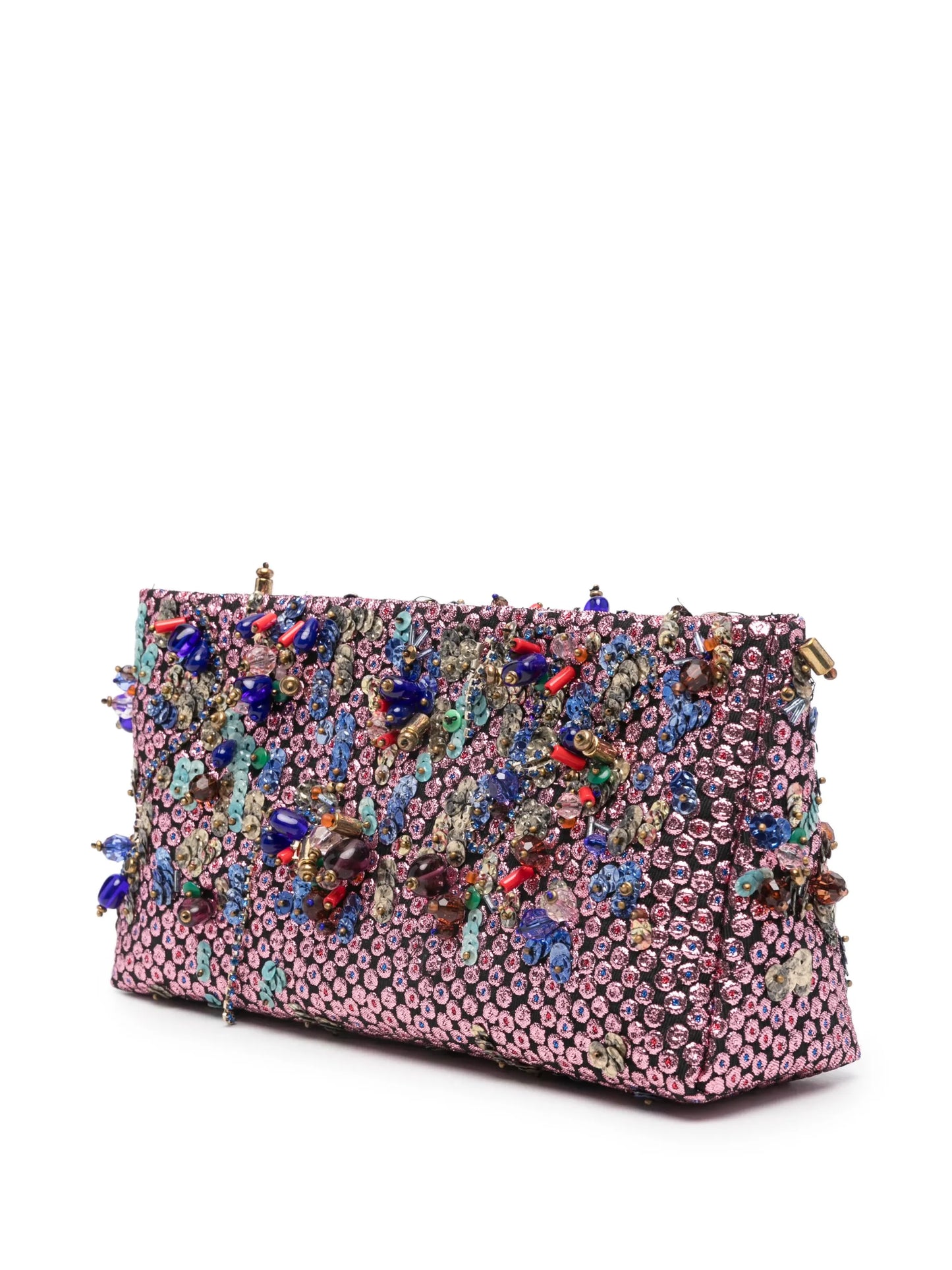 brocade-effect clutch bag