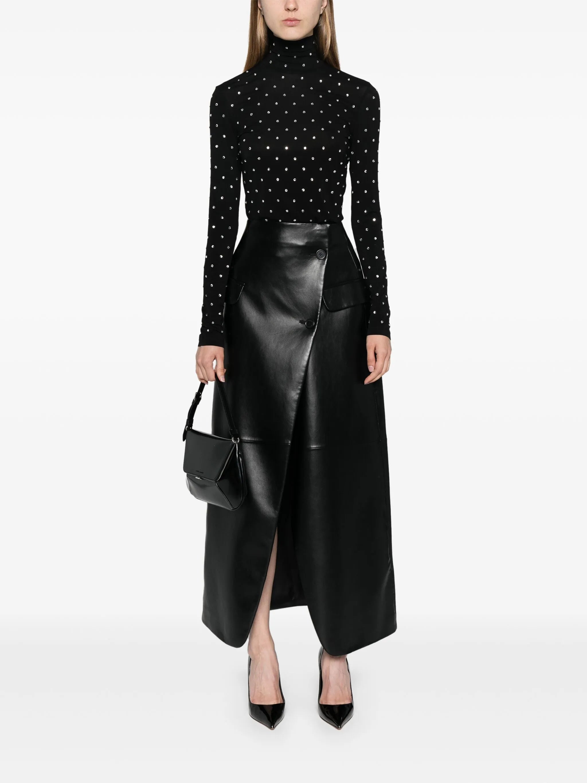 gem-embellished high-neck top