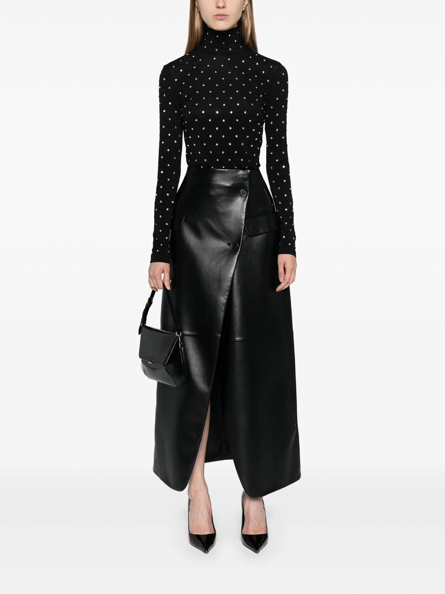 gem-embellished high-neck top