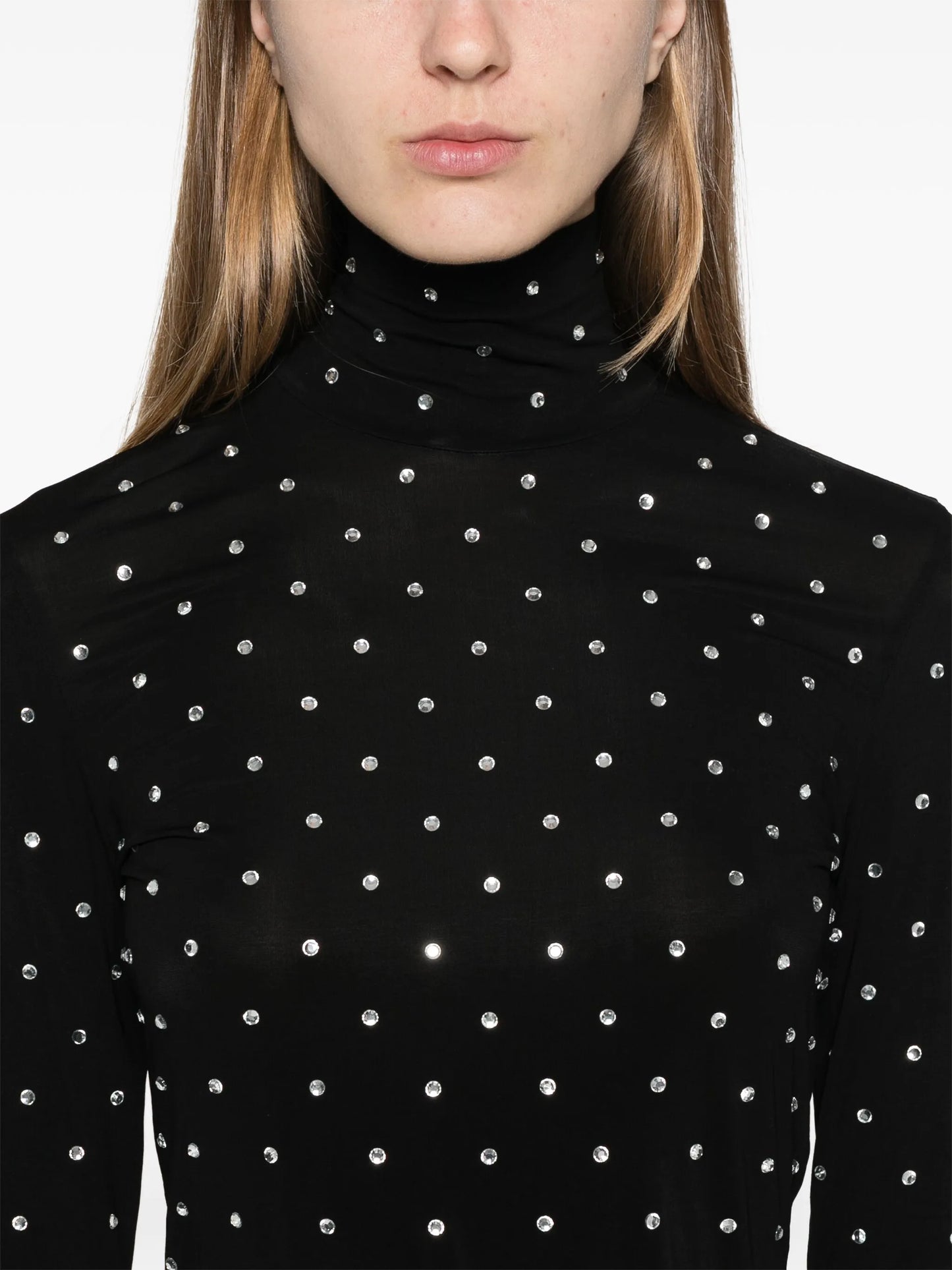gem-embellished high-neck top
