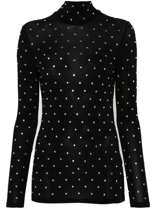 gem-embellished high-neck top