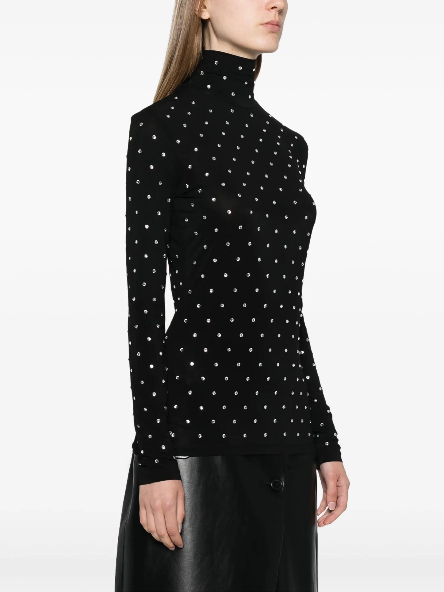 gem-embellished high-neck top