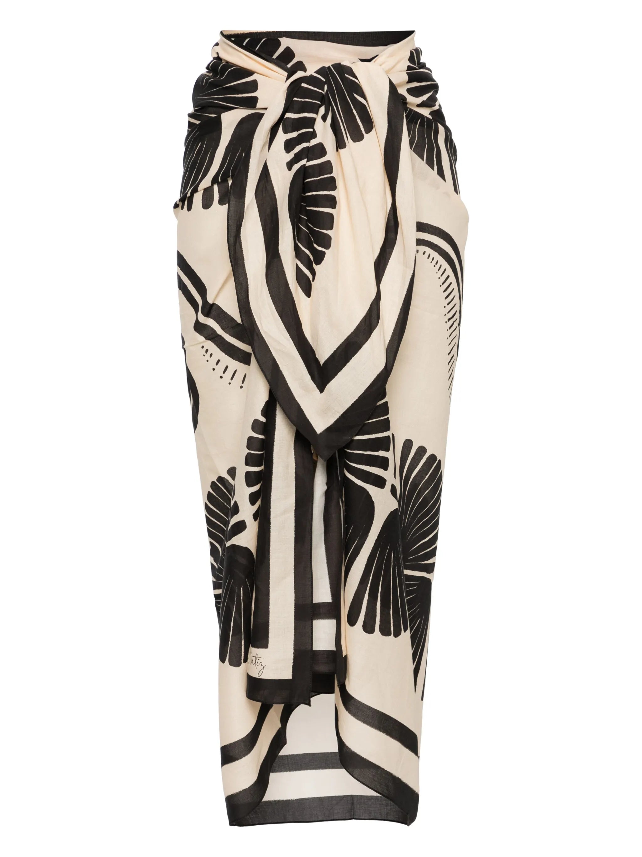Kené abstract-print cotton pareo