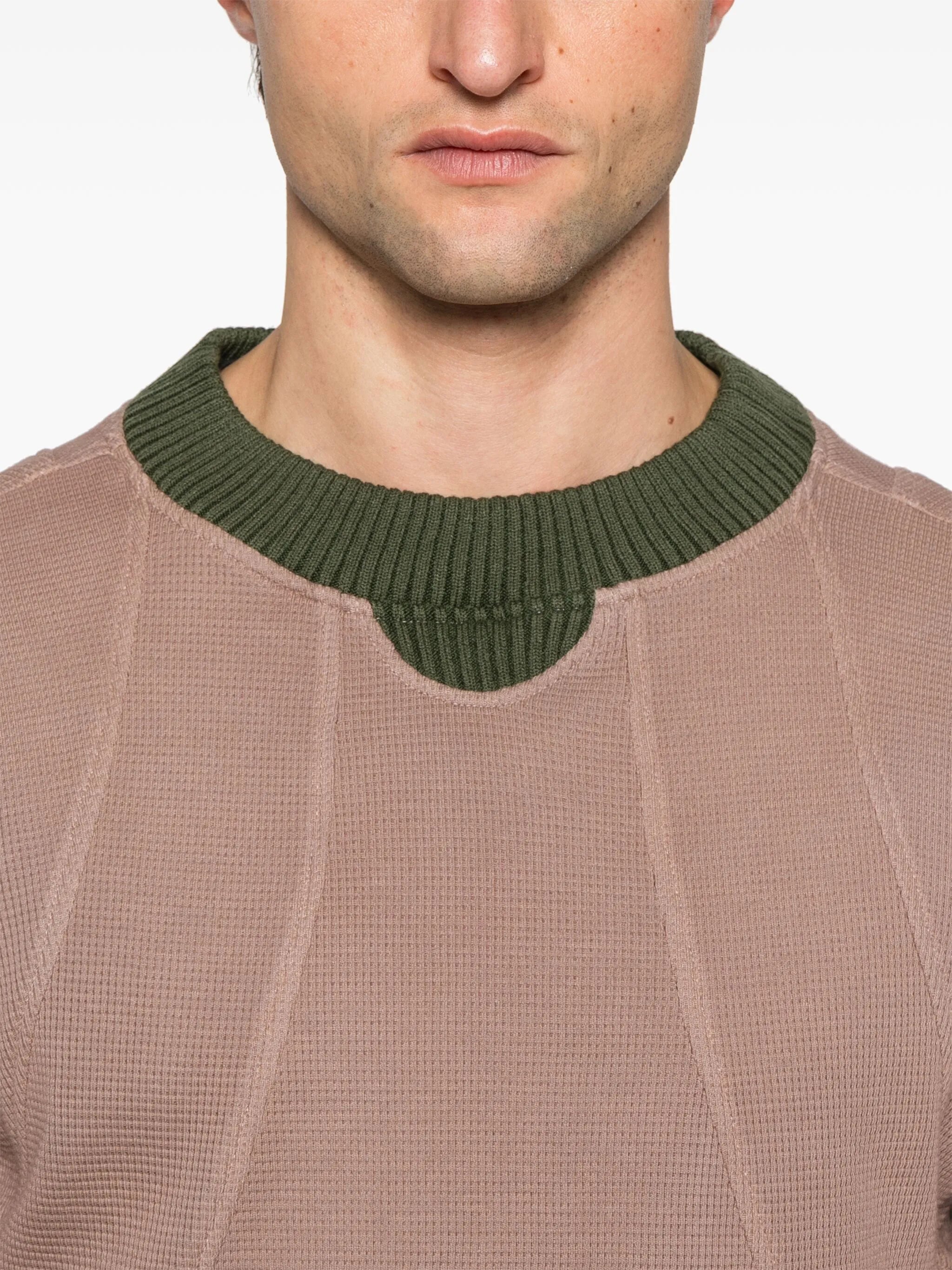 panelled waffle sweatshirt