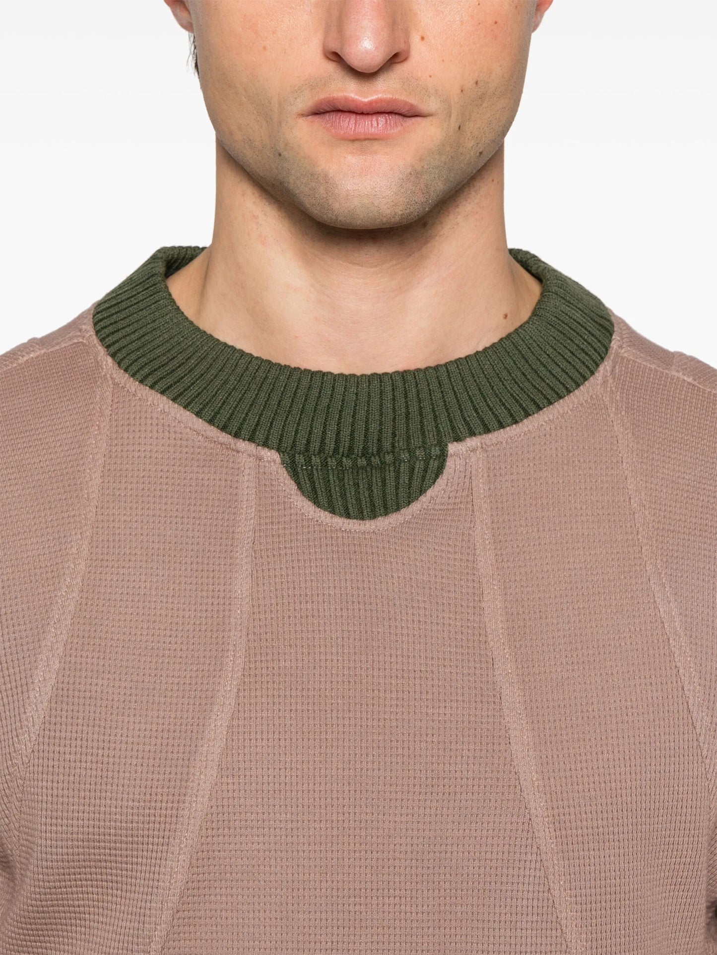 panelled waffle sweatshirt