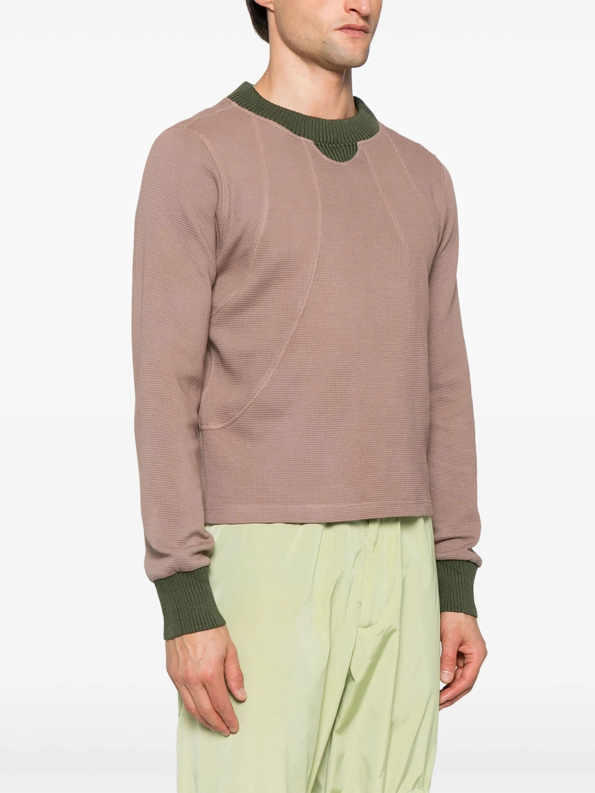 panelled waffle sweatshirt
