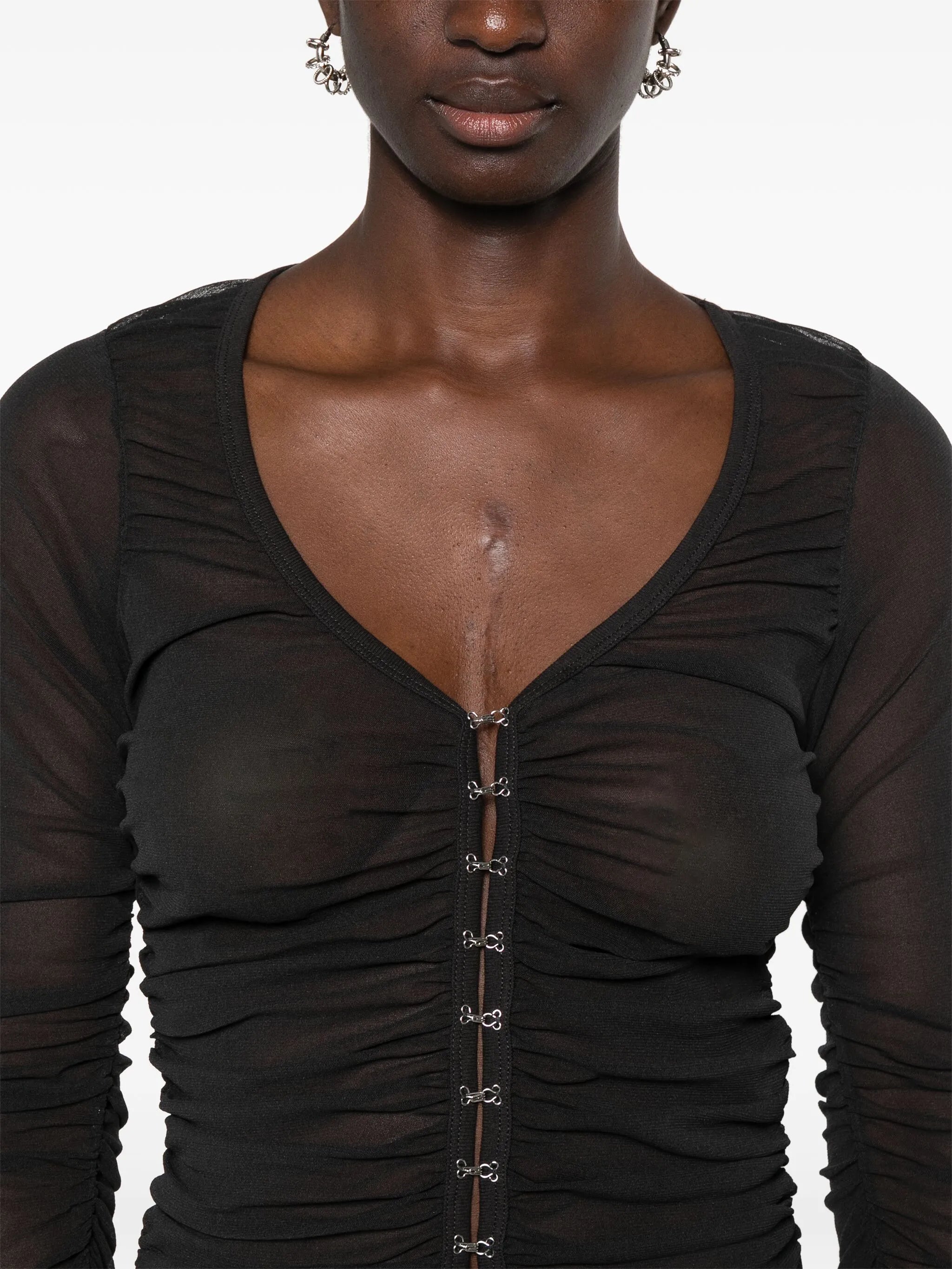 hook-fastening ruched blouse