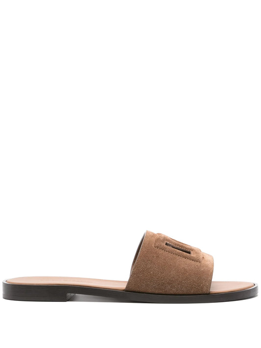 cut-out-logo suede sandals