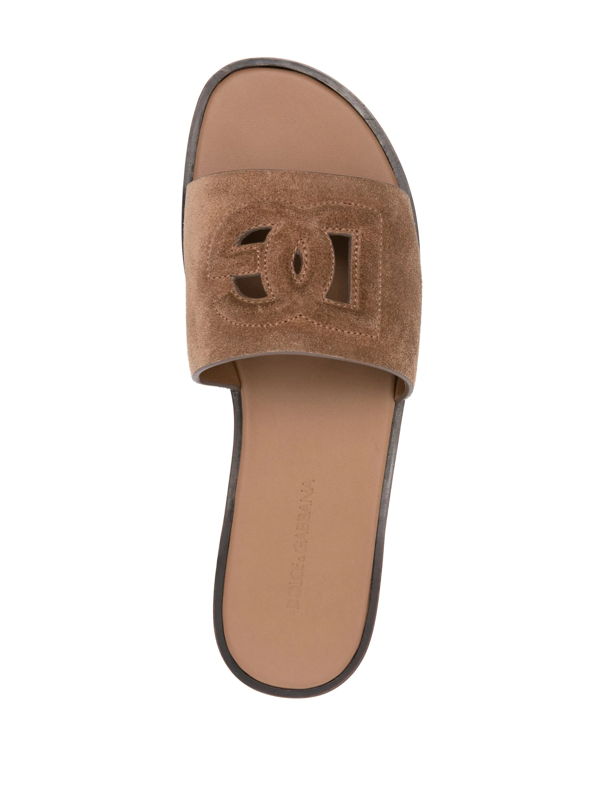 cut-out-logo suede sandals