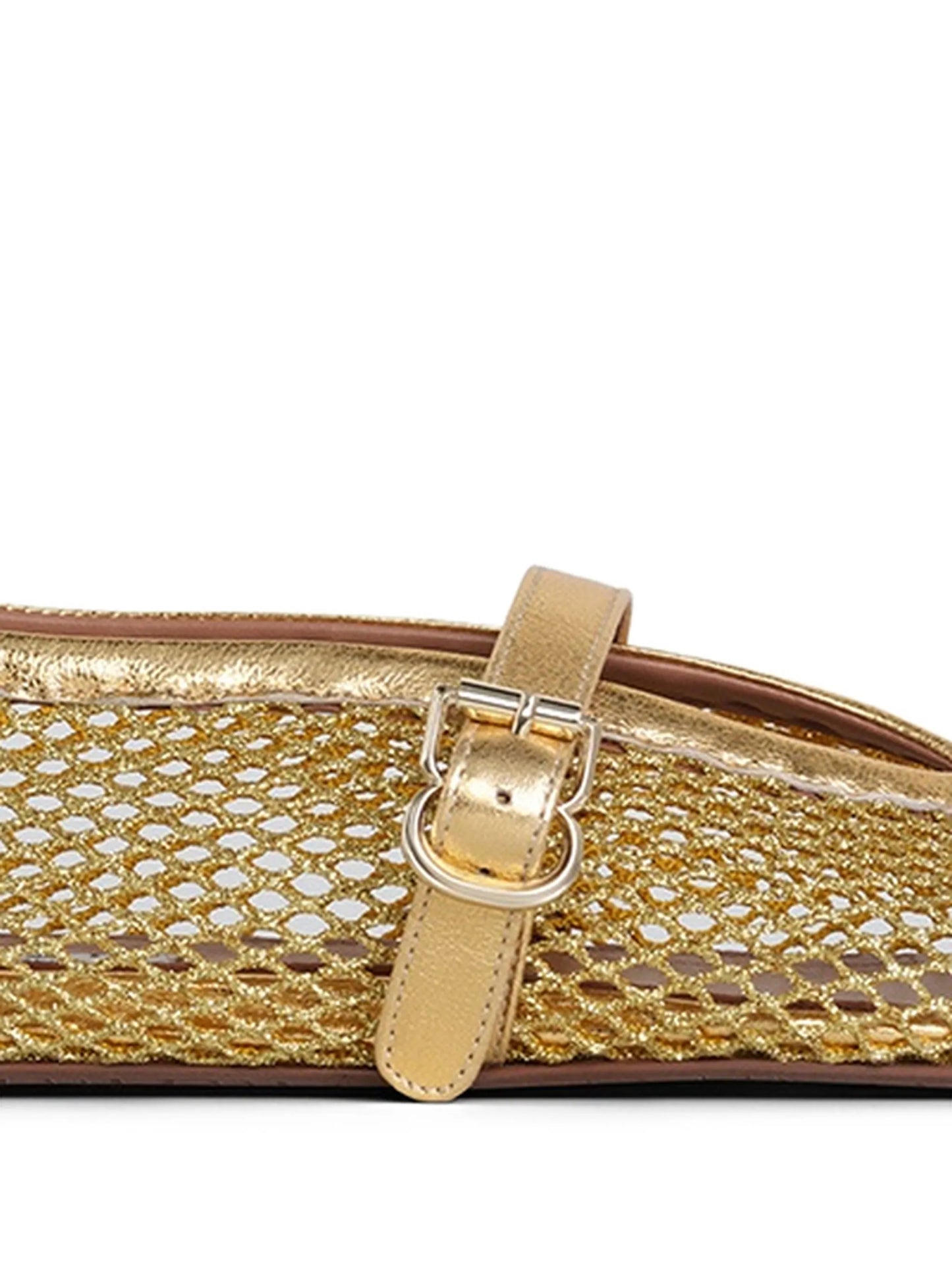 buckle-fastening fishnet ballerina shoes