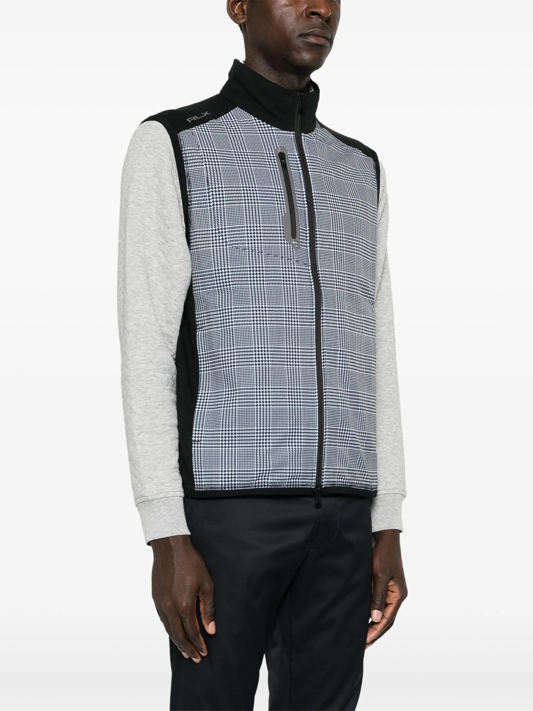 logo-print houndstooth gilet
