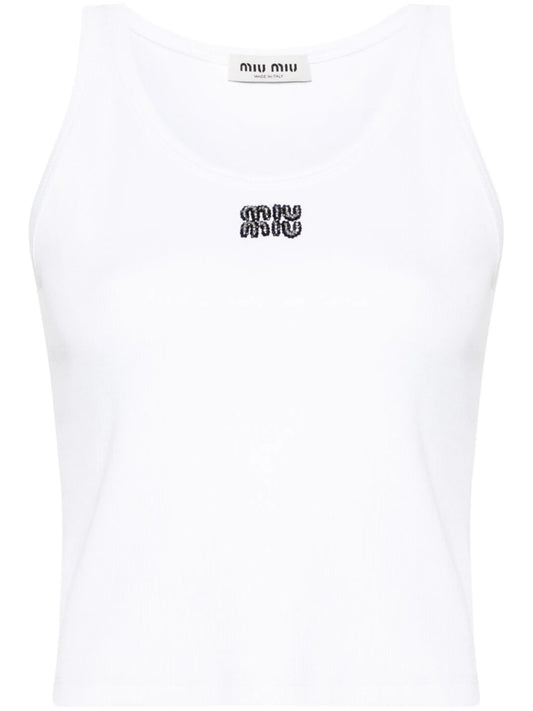 beaded-logo tank top