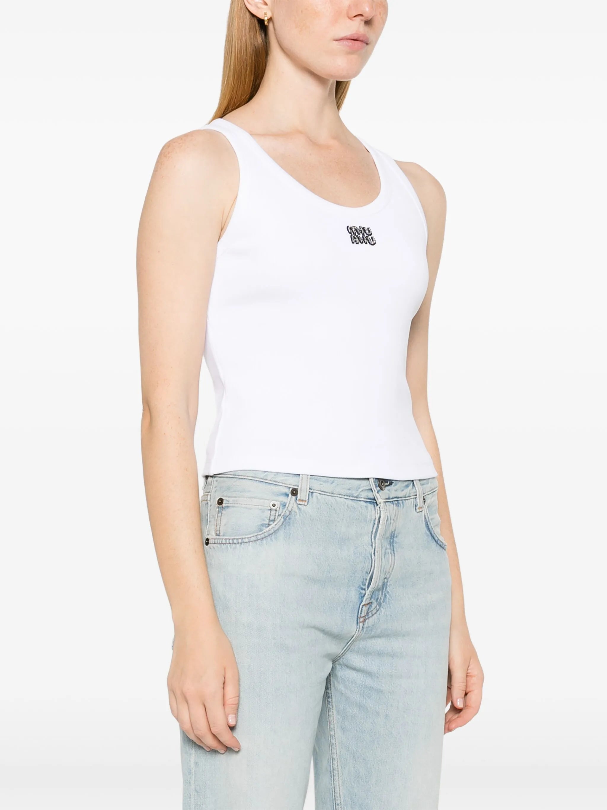 beaded-logo tank top