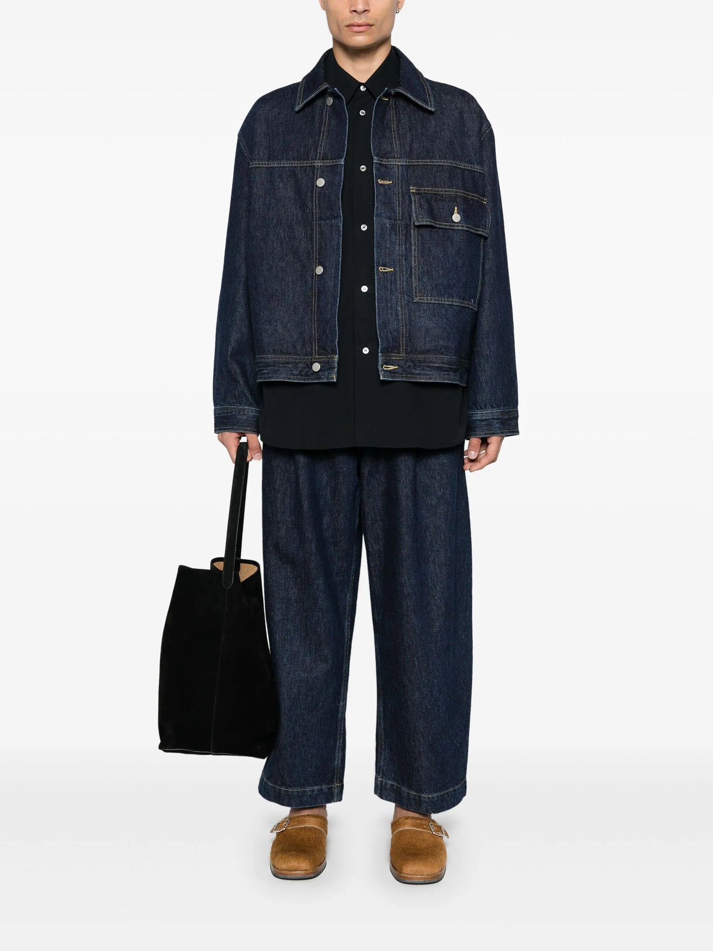 pointed-collar denim jacket