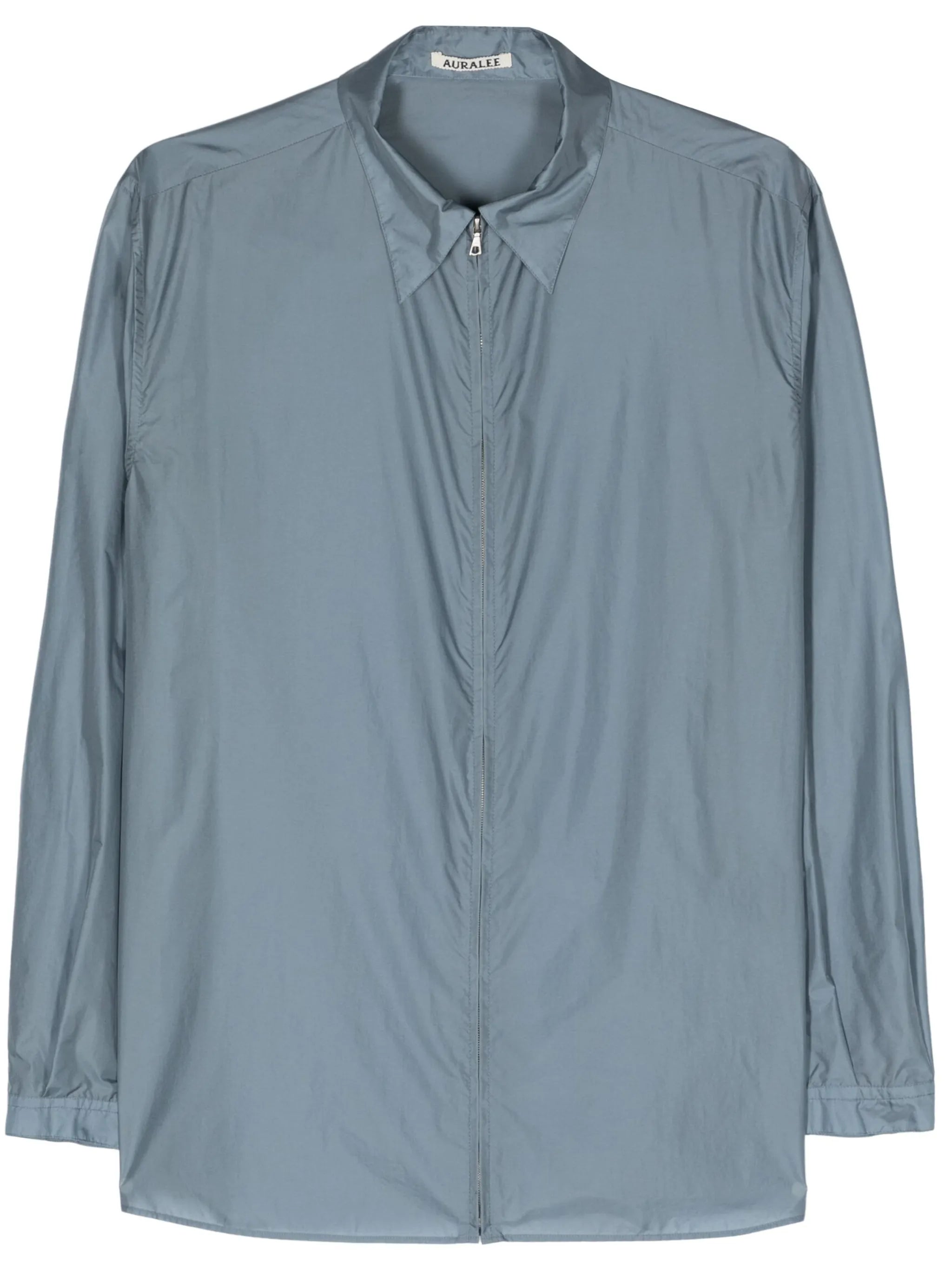 zip-up semi-sheer shirt