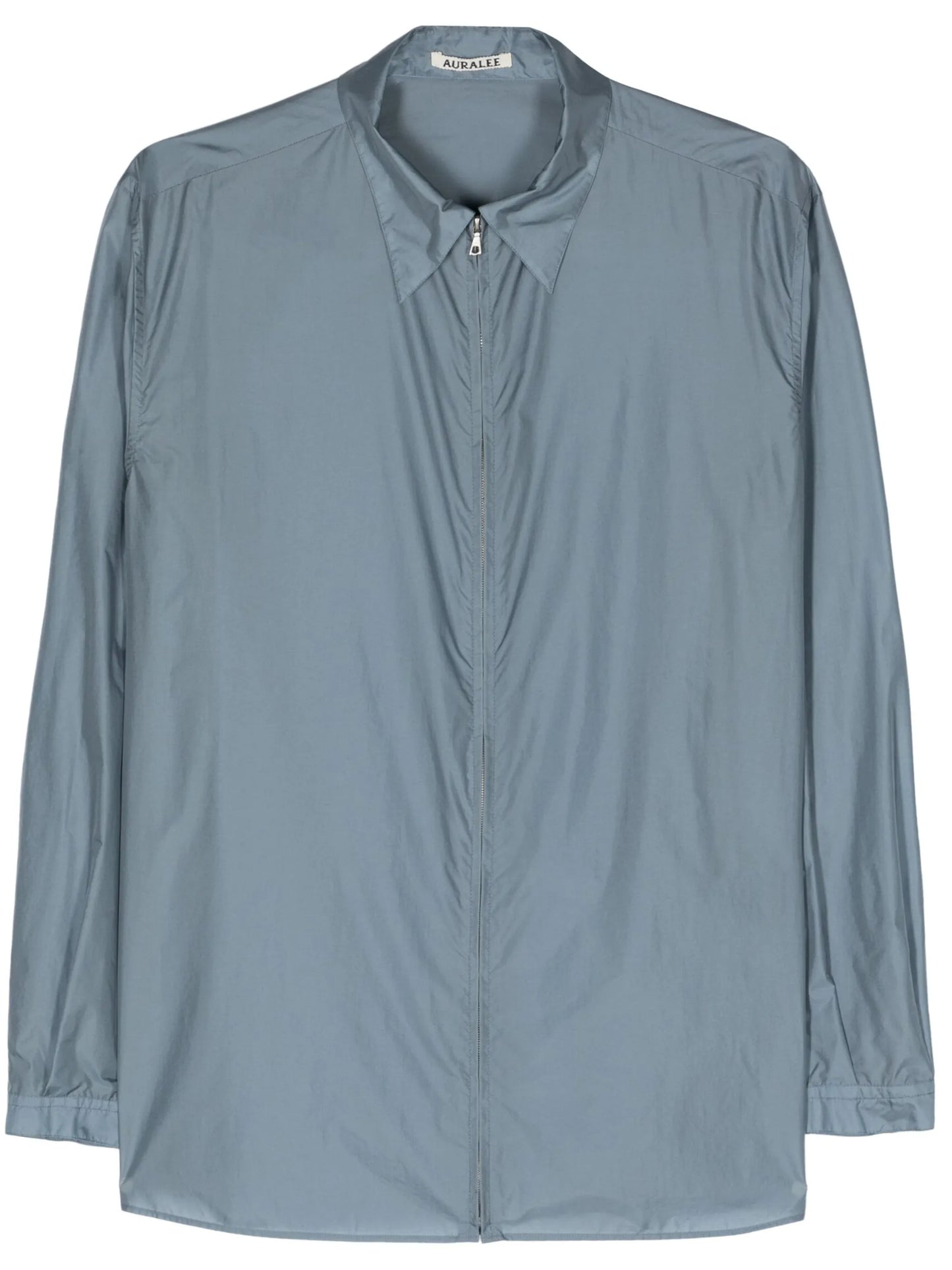 zip-up semi-sheer shirt