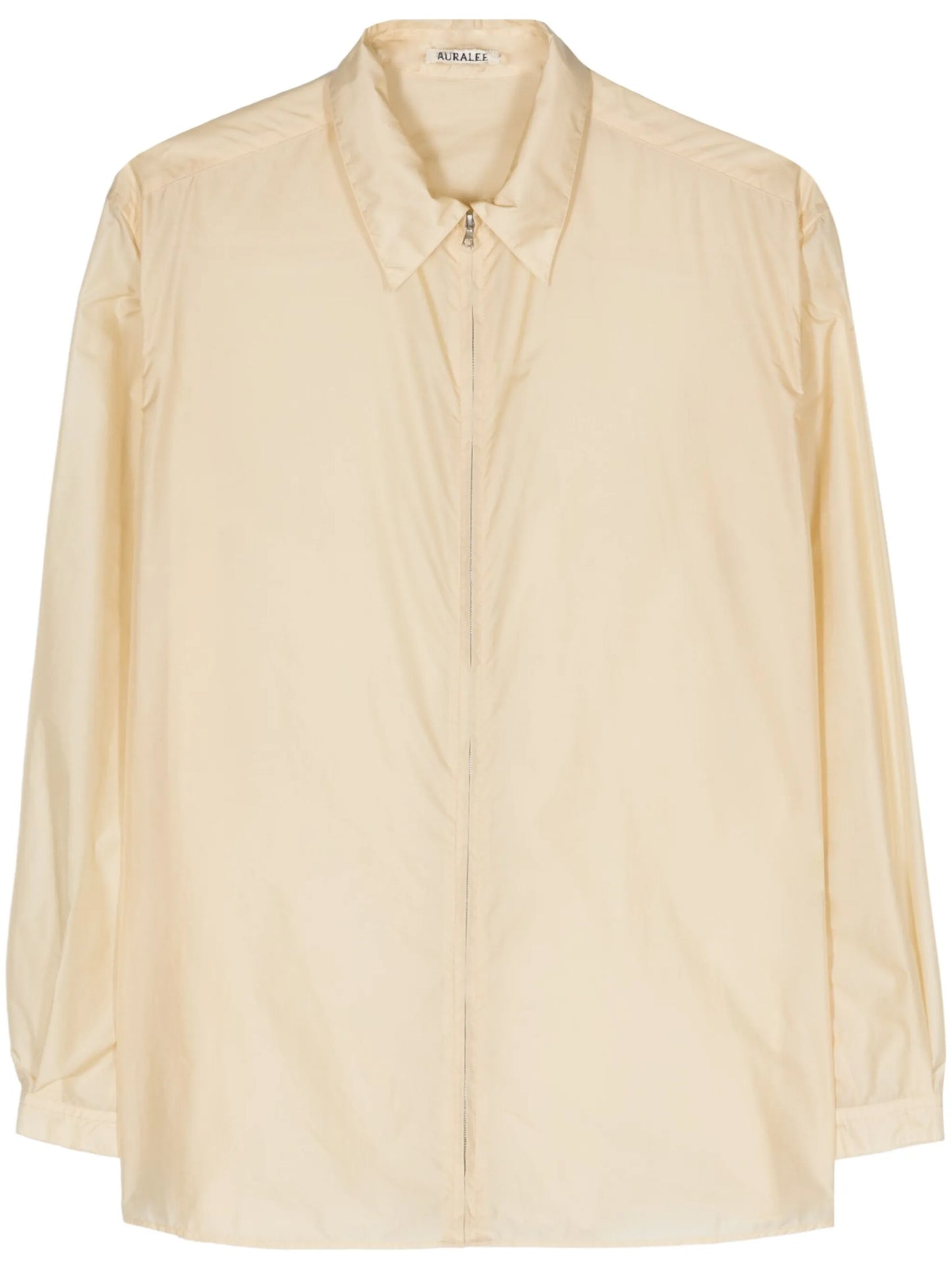 zip-up semi-sheer shirt