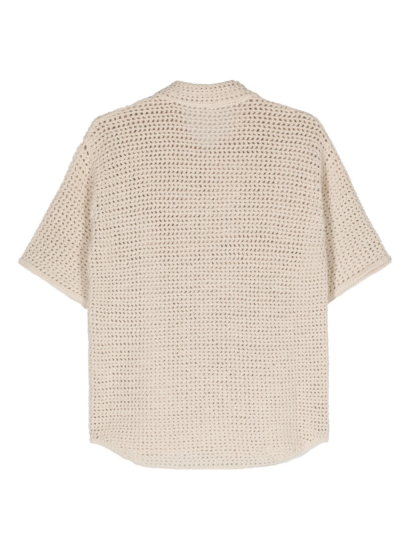 crochet-knit short-sleeve shirt