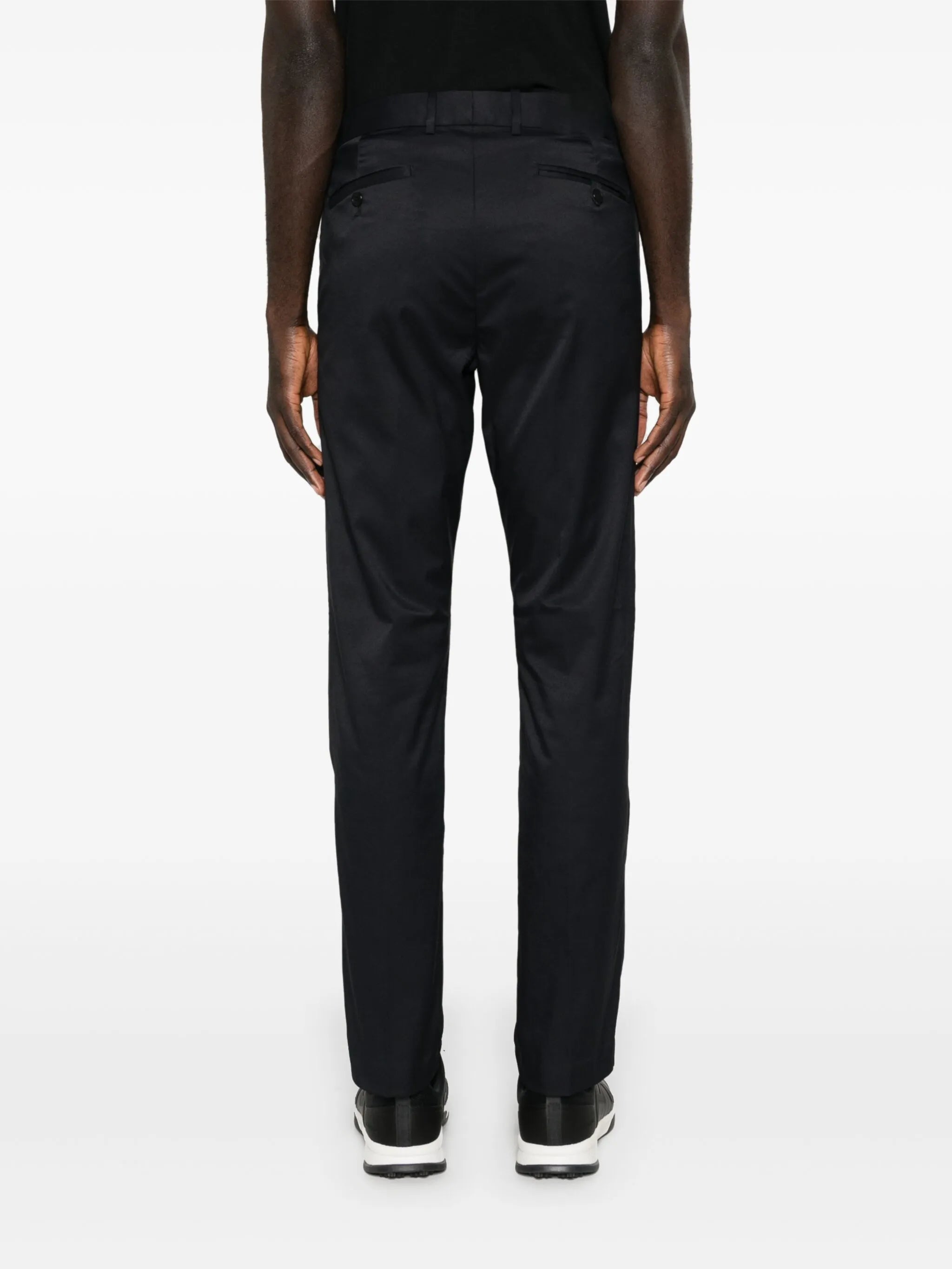 pressed-crease tapered trousers