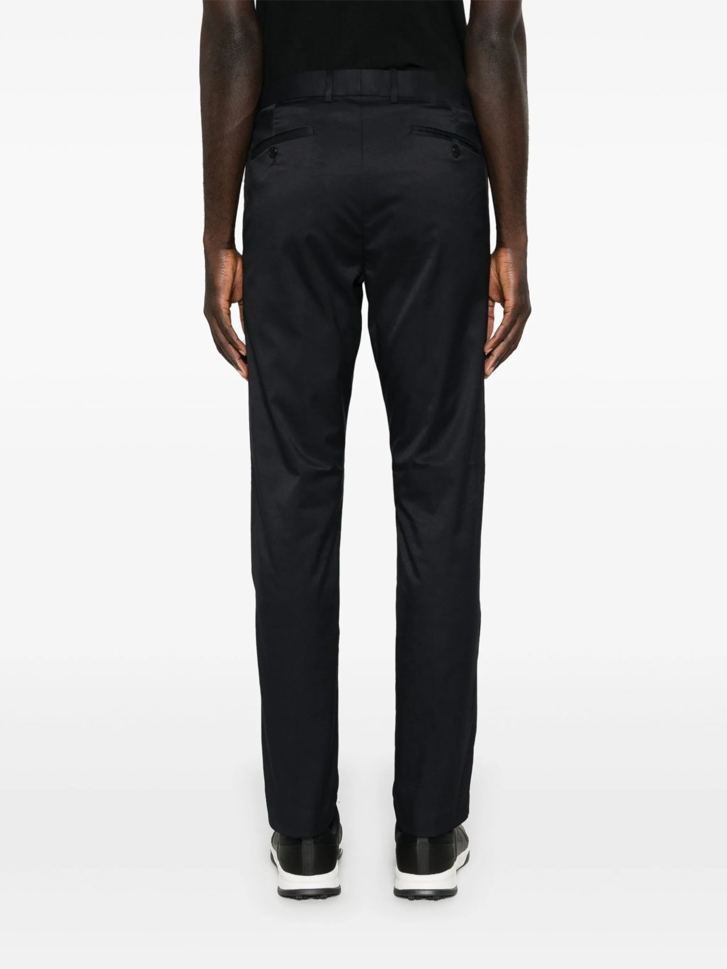 pressed-crease tapered trousers