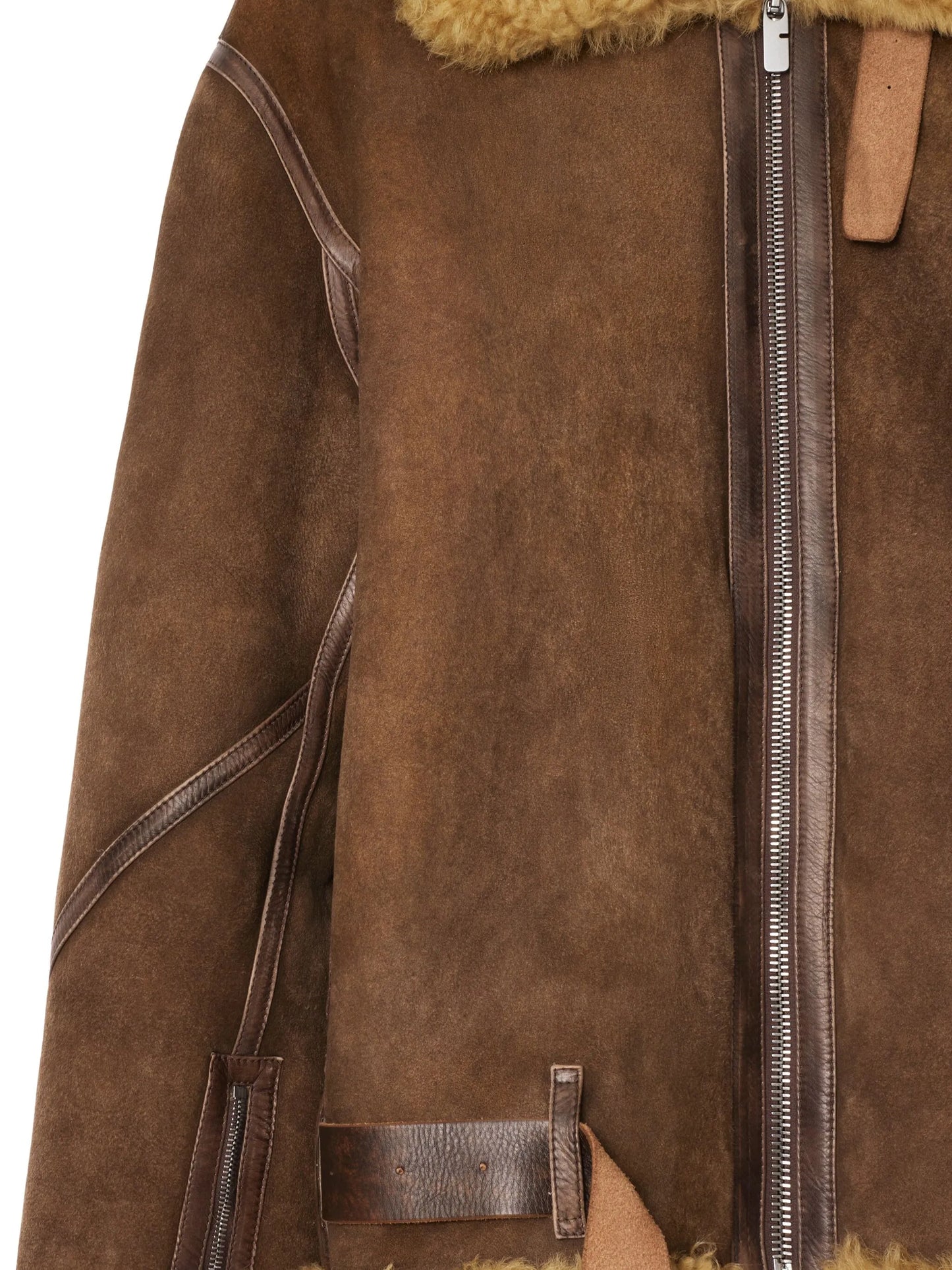 shearling-trim leather jacket