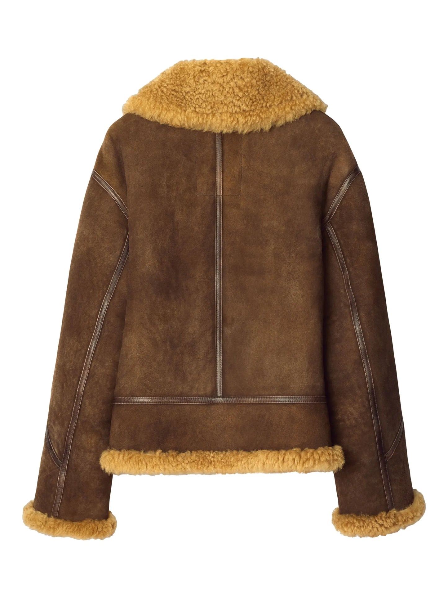 shearling-trim leather jacket