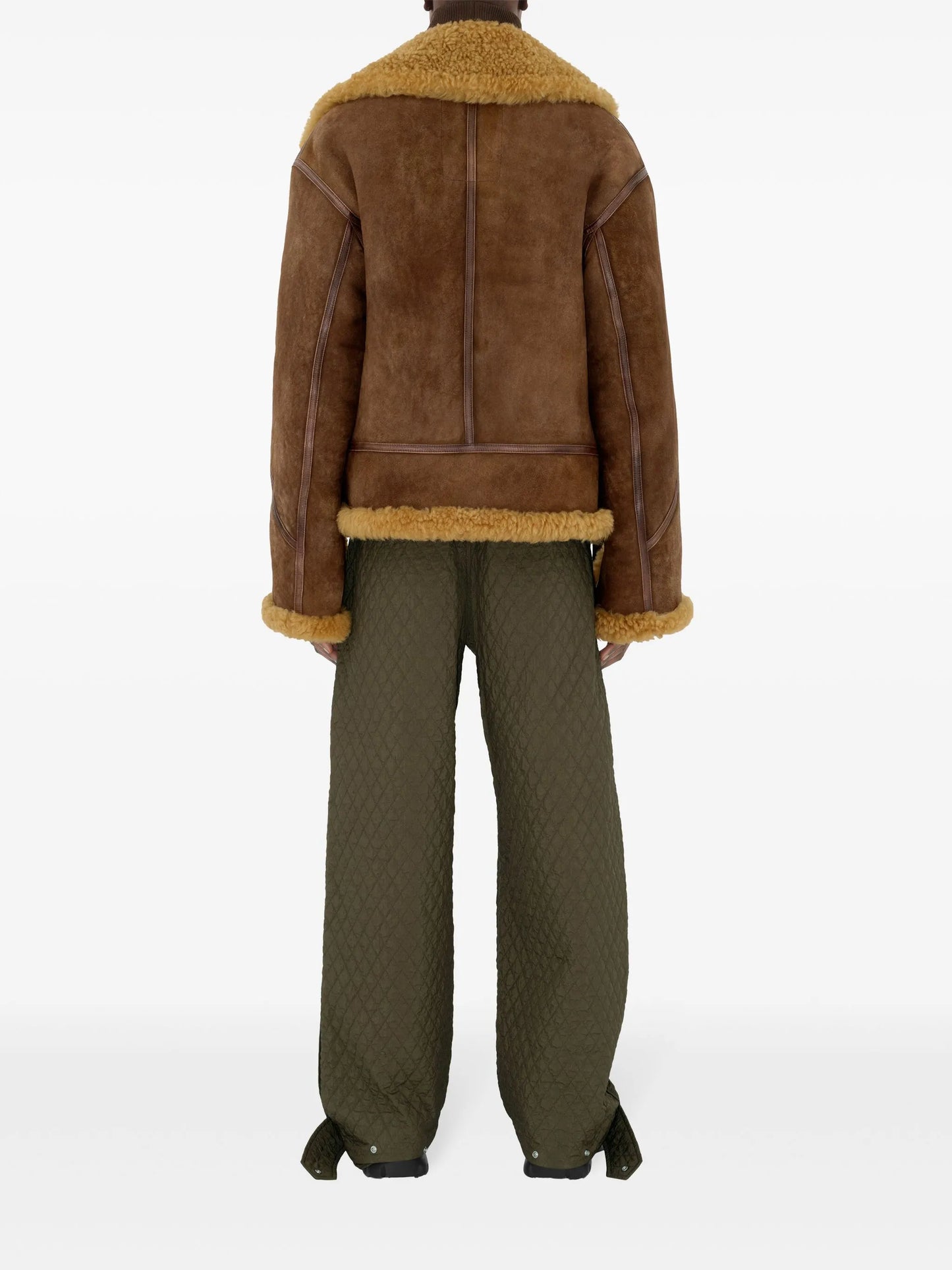 shearling-trim leather jacket