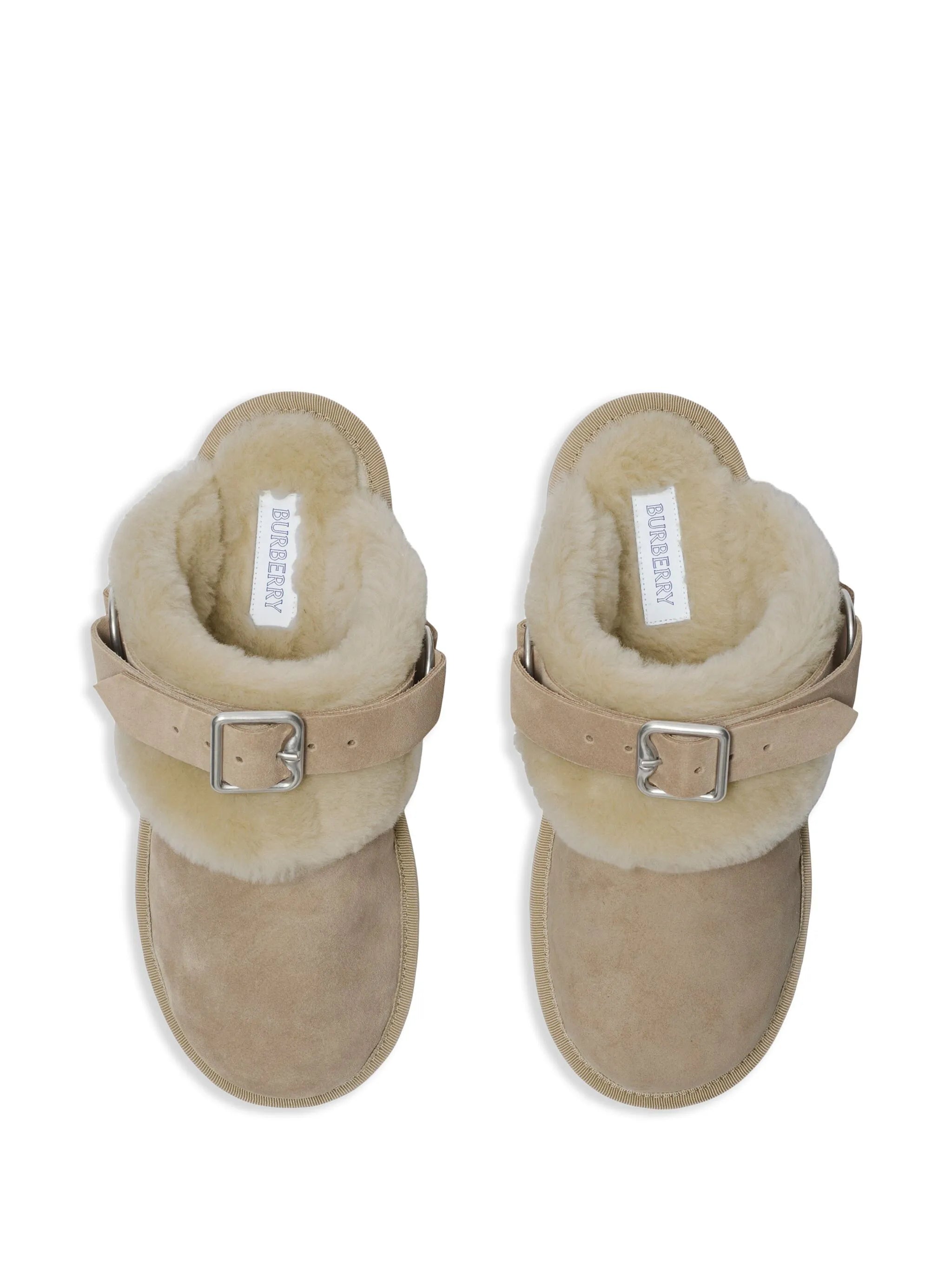 shearling suede mules